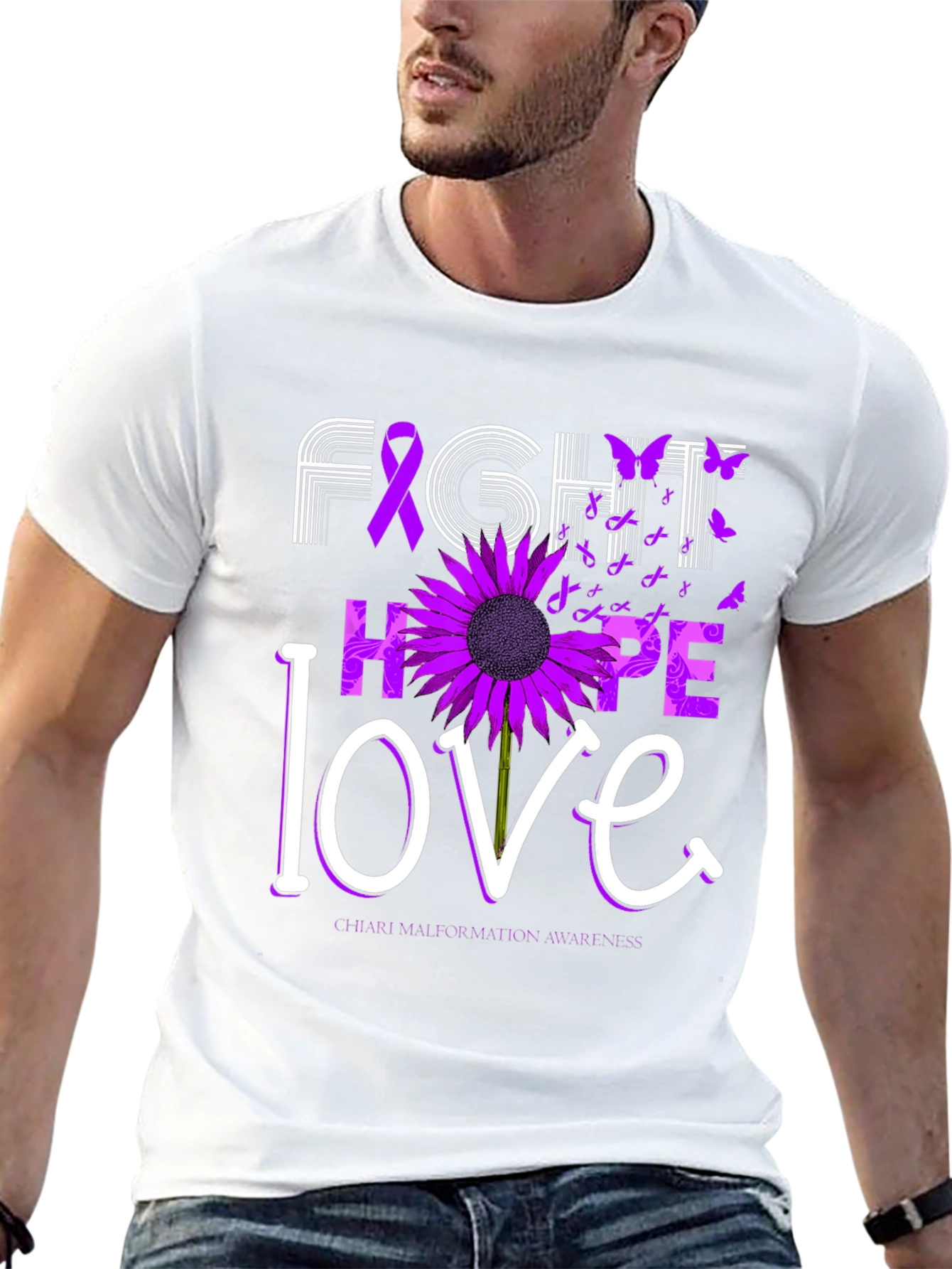 Fight Hope Love T-Shirt Chiari Malformation Awareness Tee