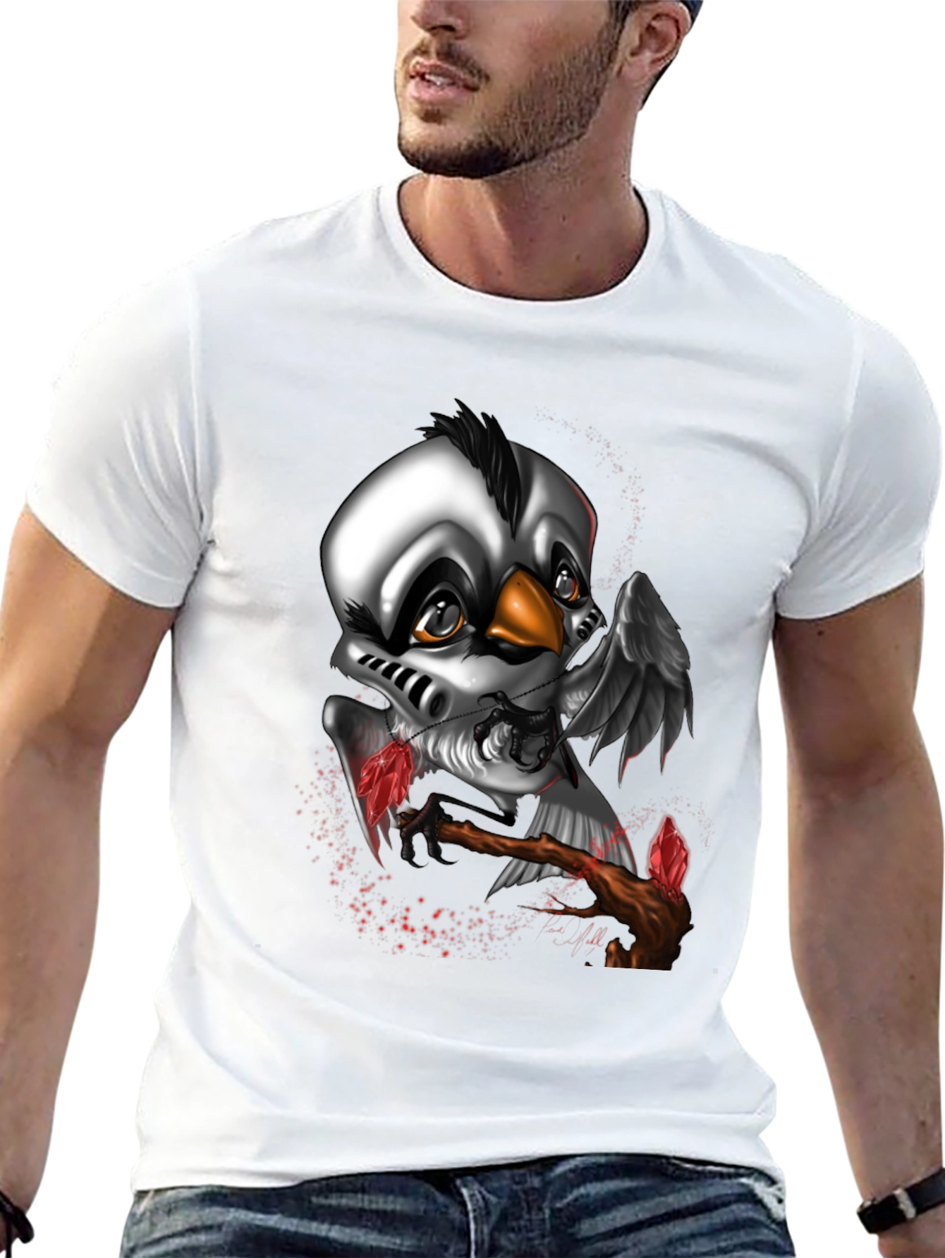 Unique Crow Graphic Black T-Shirt