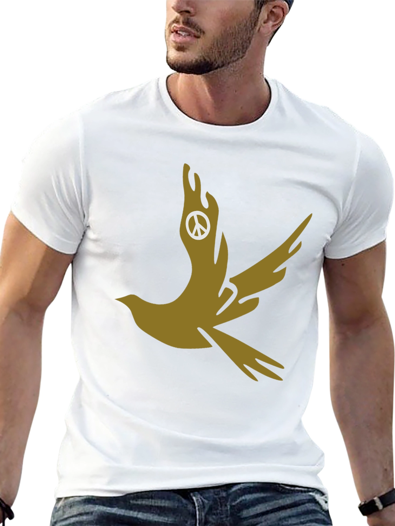 Dove Peace Sign Graphic Tee - Stylish Black T-Shirt