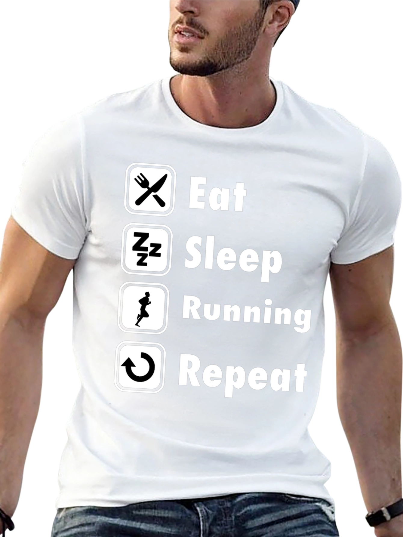 Eat Sleep Running Repeat Black T-Shirt