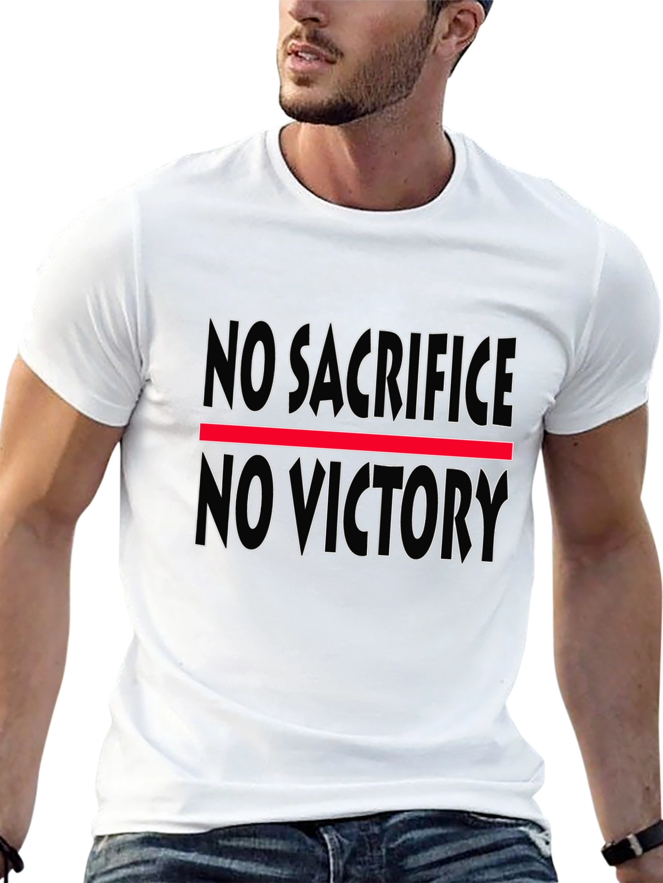 No Sacrifice No Victory Black Graphic T-Shirt