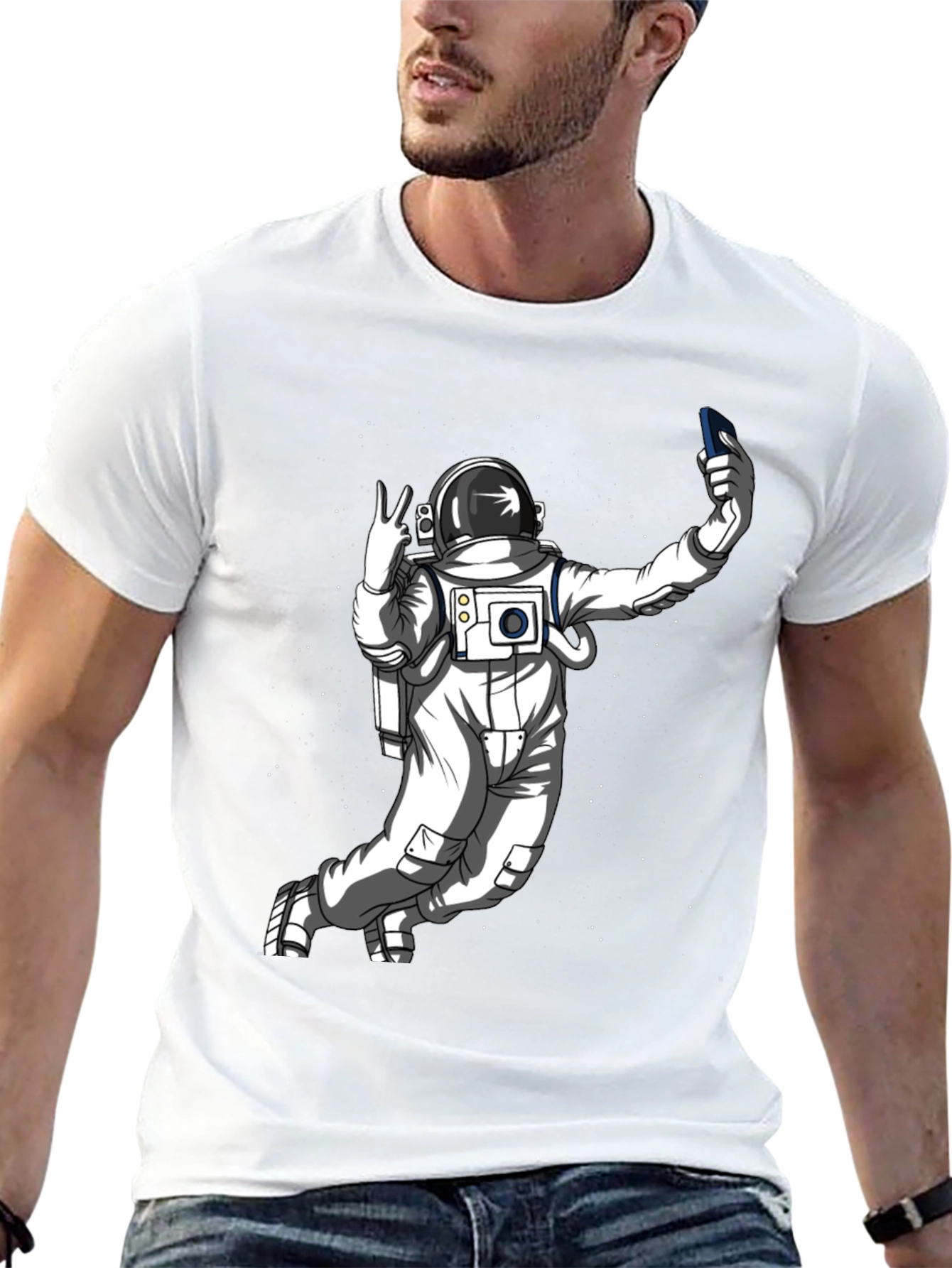 Astronaut Selfie T-Shirt - Space Graphic Tee