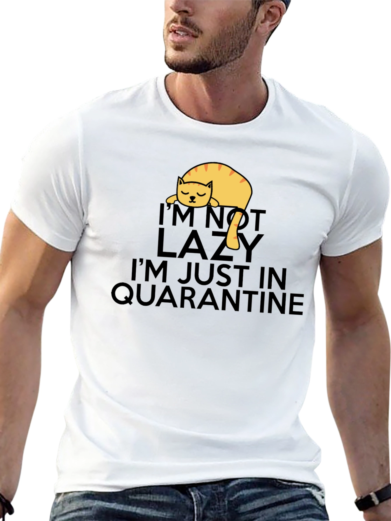 Quarantine Cat Graphic Tee - Im Not Lazy T-Shirt