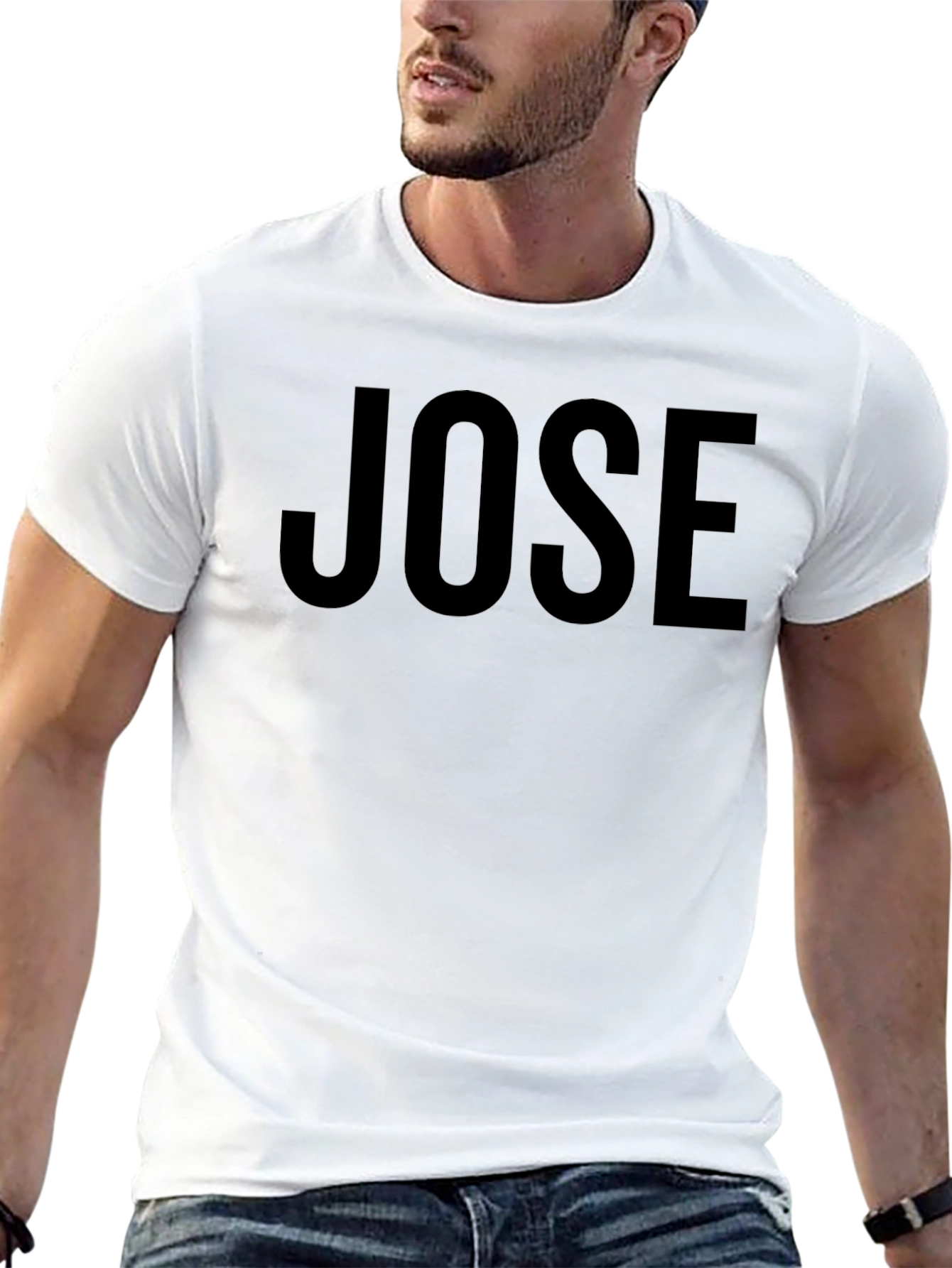 Jose Personalized Black Crew Neck T-Shirt
