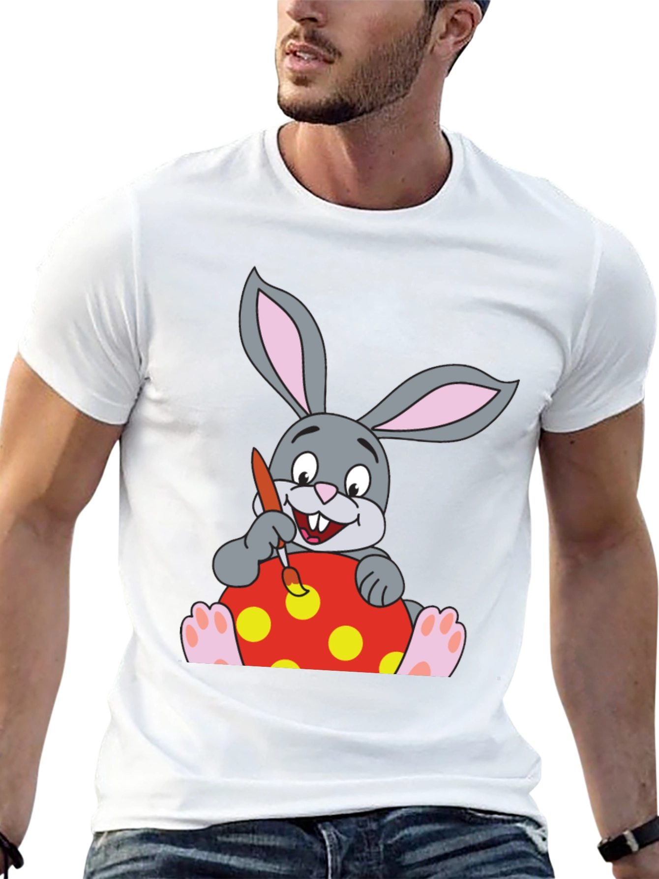 Bunny Painting Easter Egg Black T-Shirt