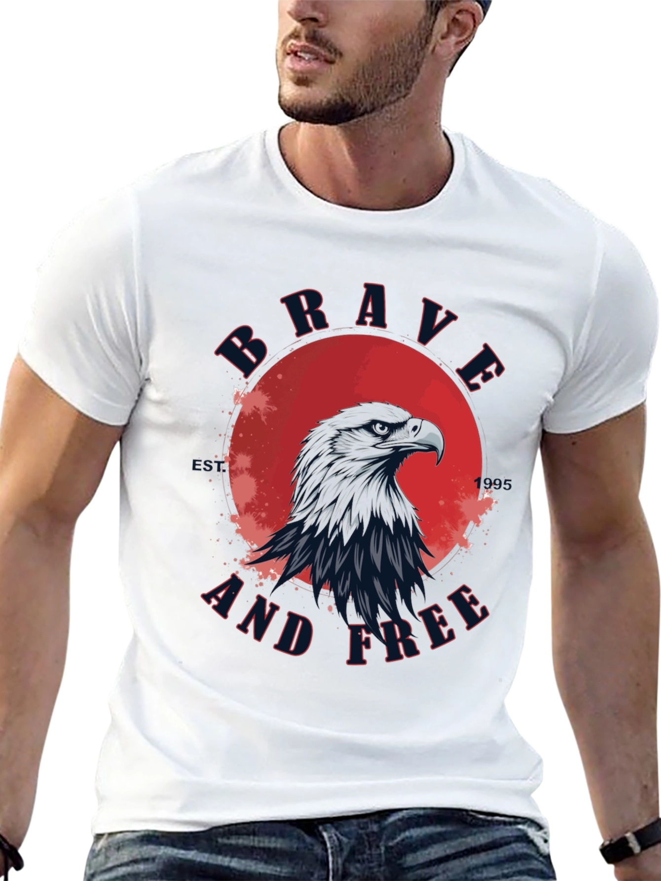 Brave and Free Eagle Graphic T-Shirt - Patriotic Style
