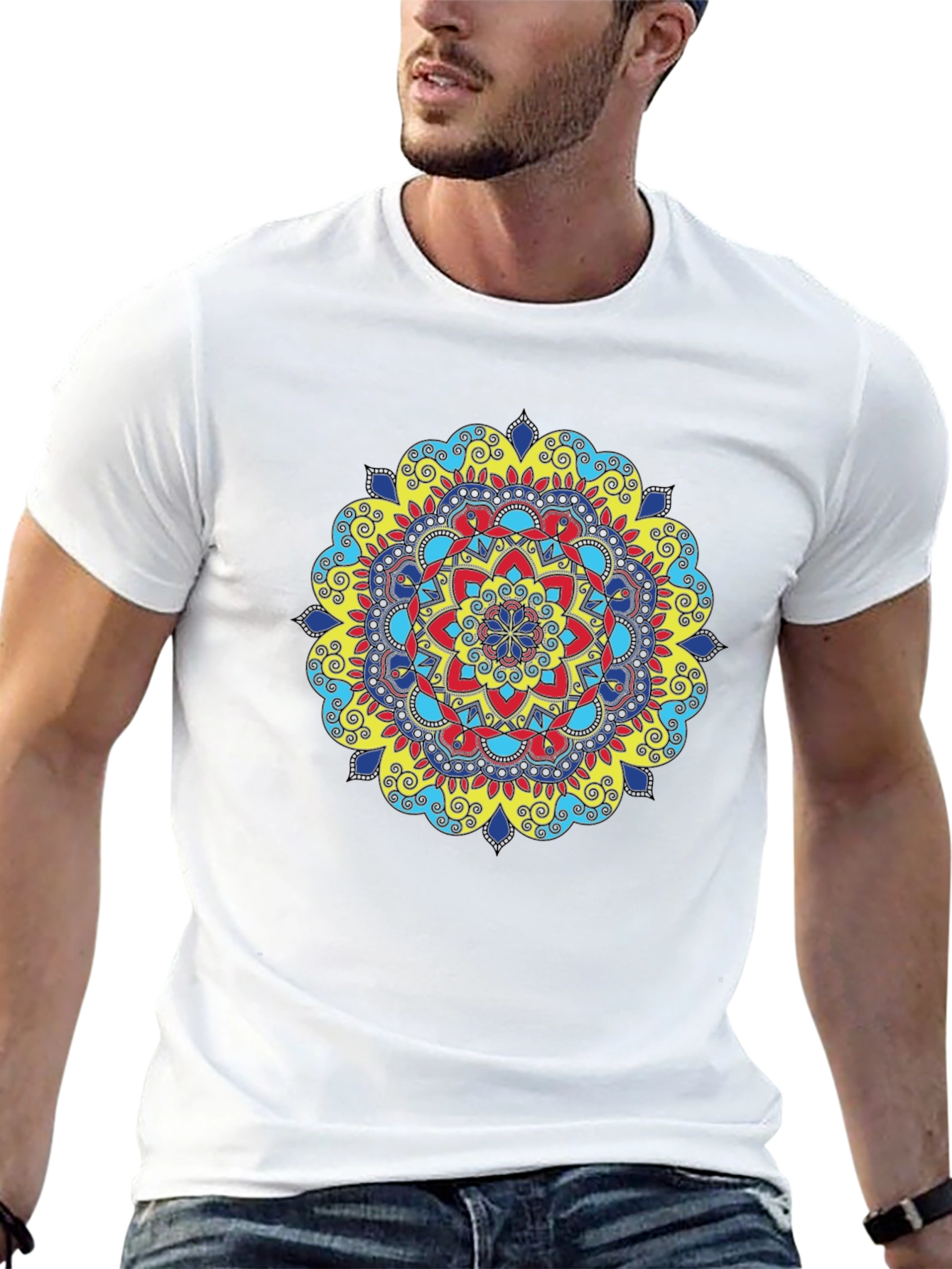 Vibrant Mandala Graphic Black T-Shirt