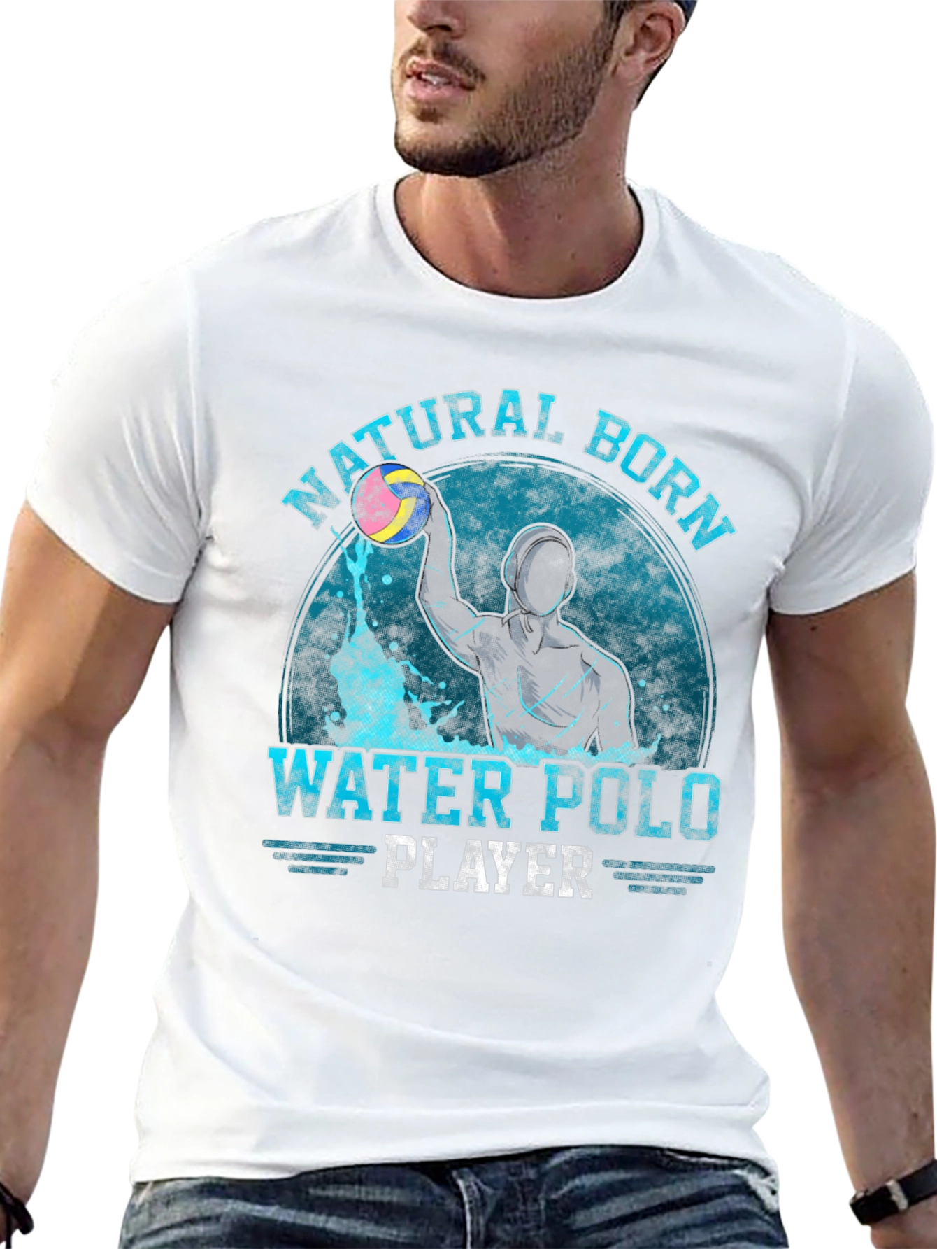Natural Born Water Polo Player Graphic T-Shirt