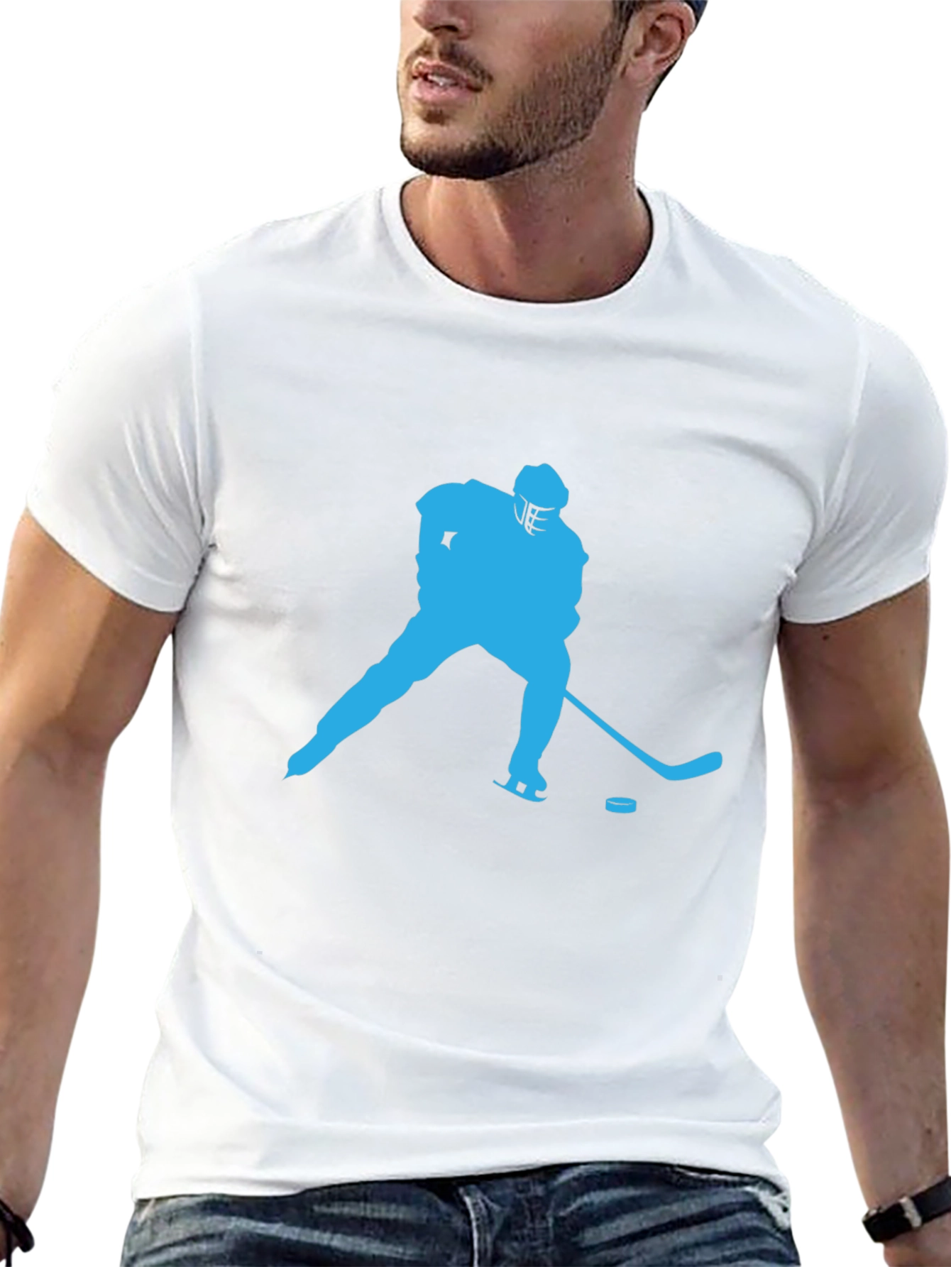 Hockey Player Graphic Tee - Black