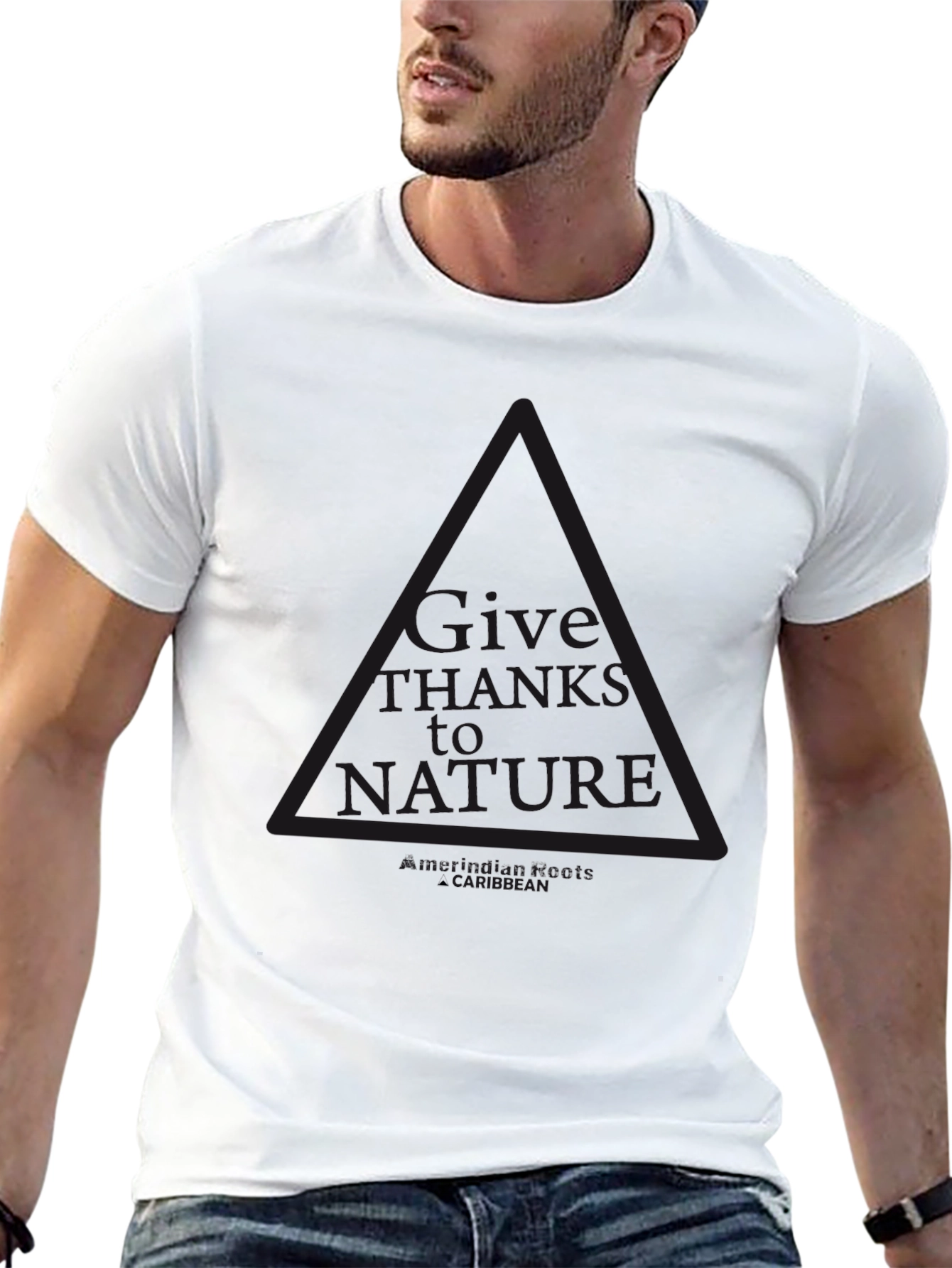 Mens Black Graphic Tee: Give Thanks to Nature