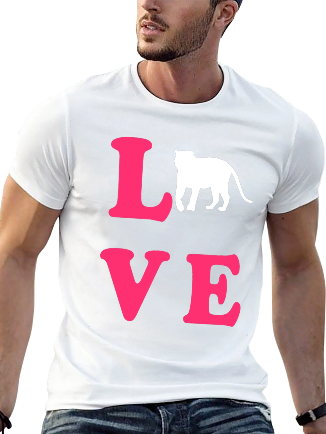 LOVE Cat Graphic T-Shirt - Trendy Black Tee
