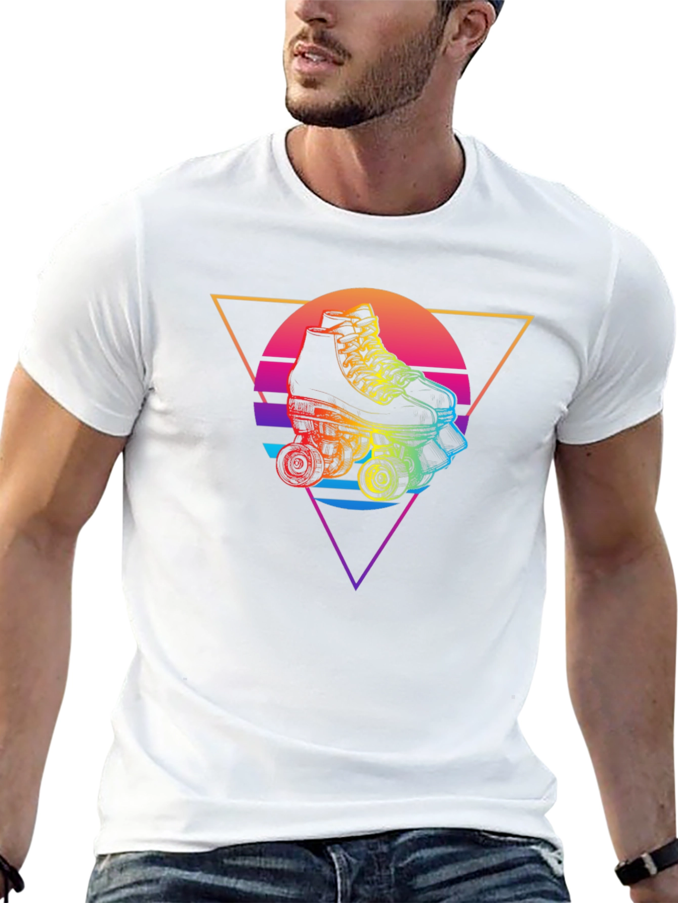 Retro Roller Skate Graphic Tee - Black