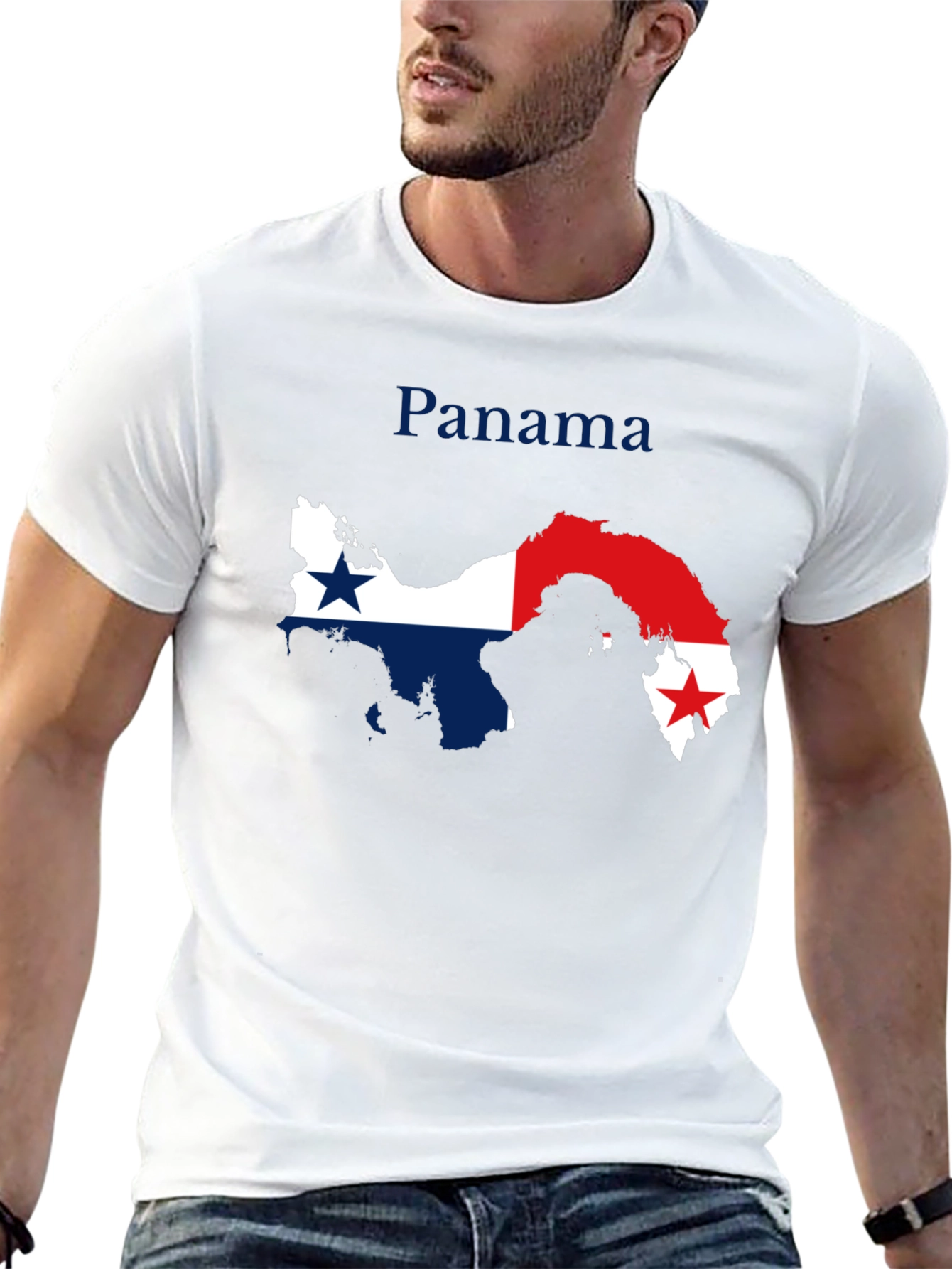 Panama Flag Map T-Shirt - Black Crew Neck Tee