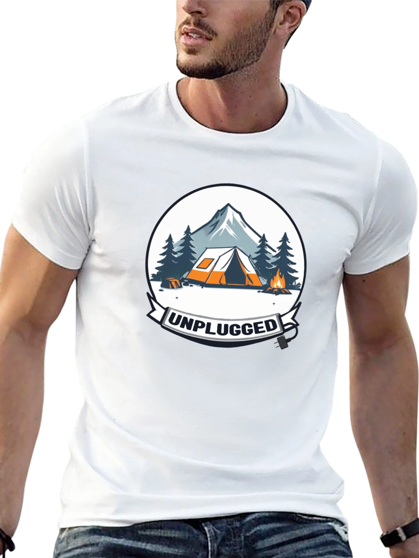 Unplugged Camping Graphic Tee - Black