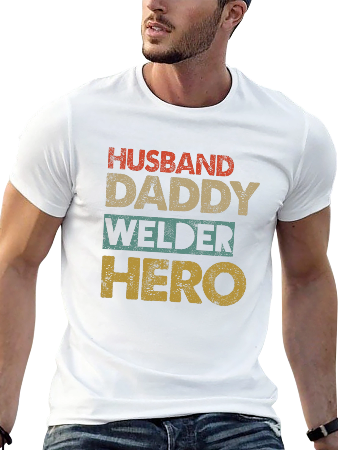 Husband Daddy Welder Hero Graphic Tee
