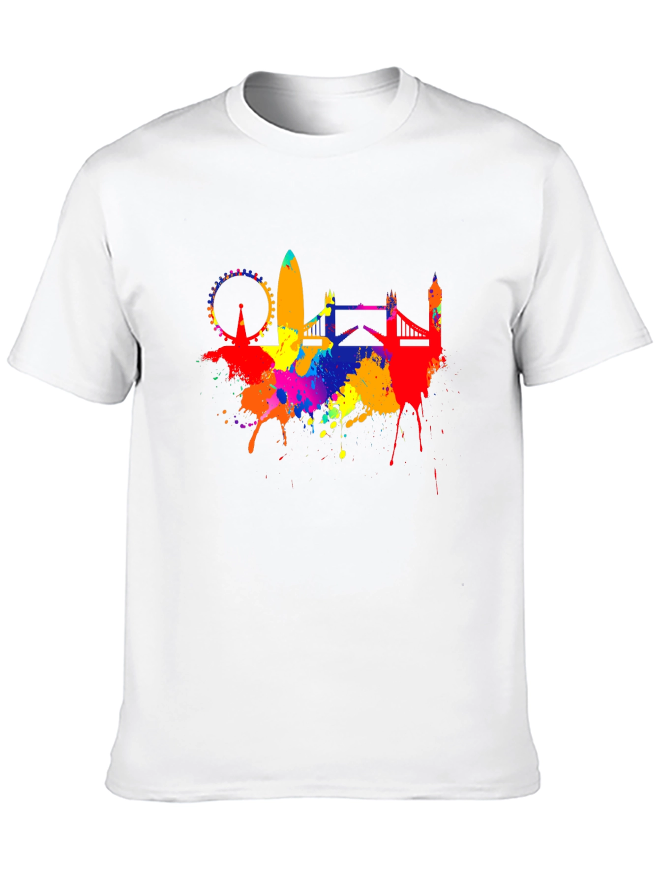 London Skyline Paint Splatter Black T-Shirt