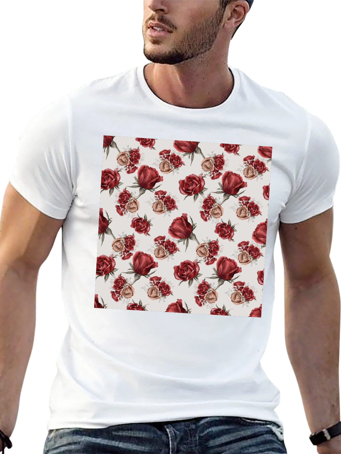Rose Pattern T-Shirt | Floral Design Tee