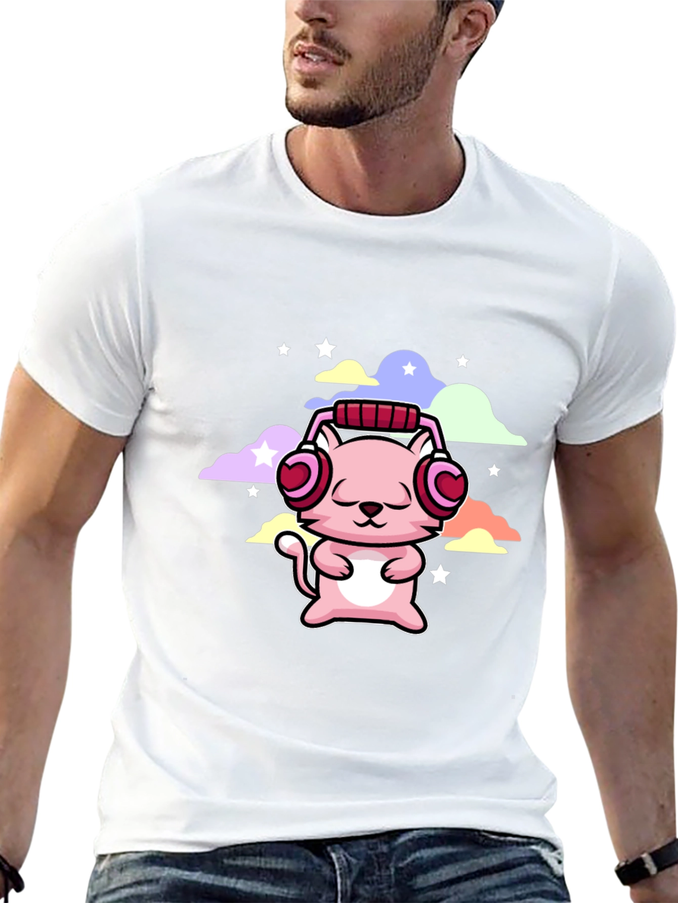 Cute Cat with Headphones T-Shirt