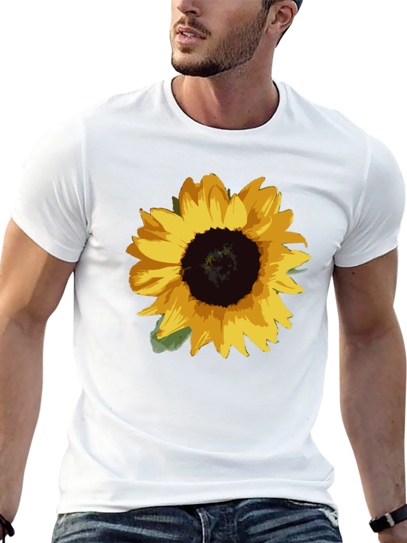 Sunflower Graphic Tee - Black Cotton Blend