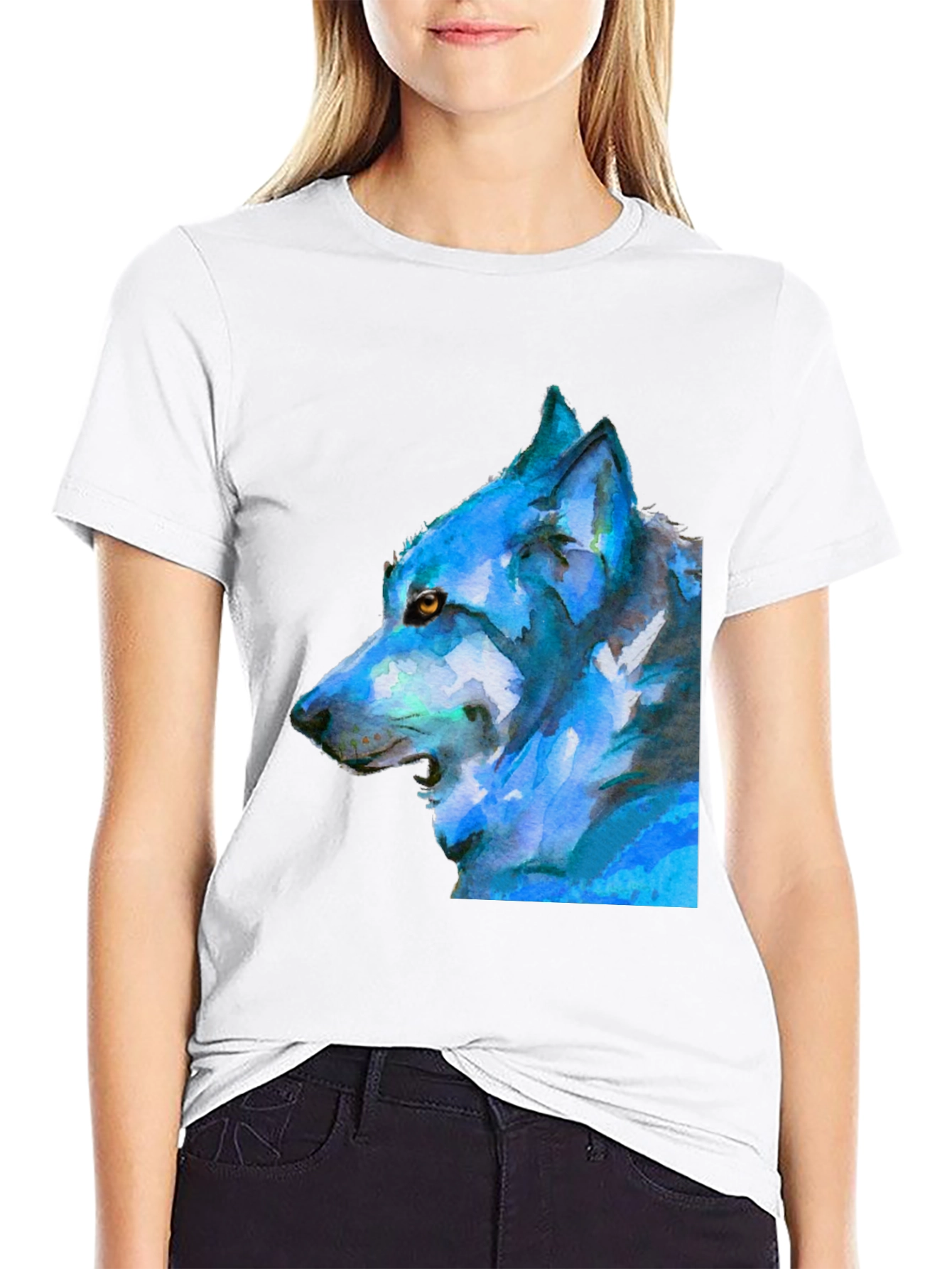 Wolf Graphic Print Tee - Black