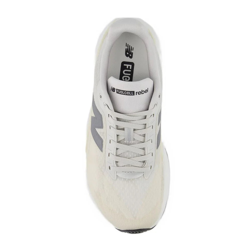 New Balance Women's FuelCell Rebel v5 in Linen with Grey Matter and White