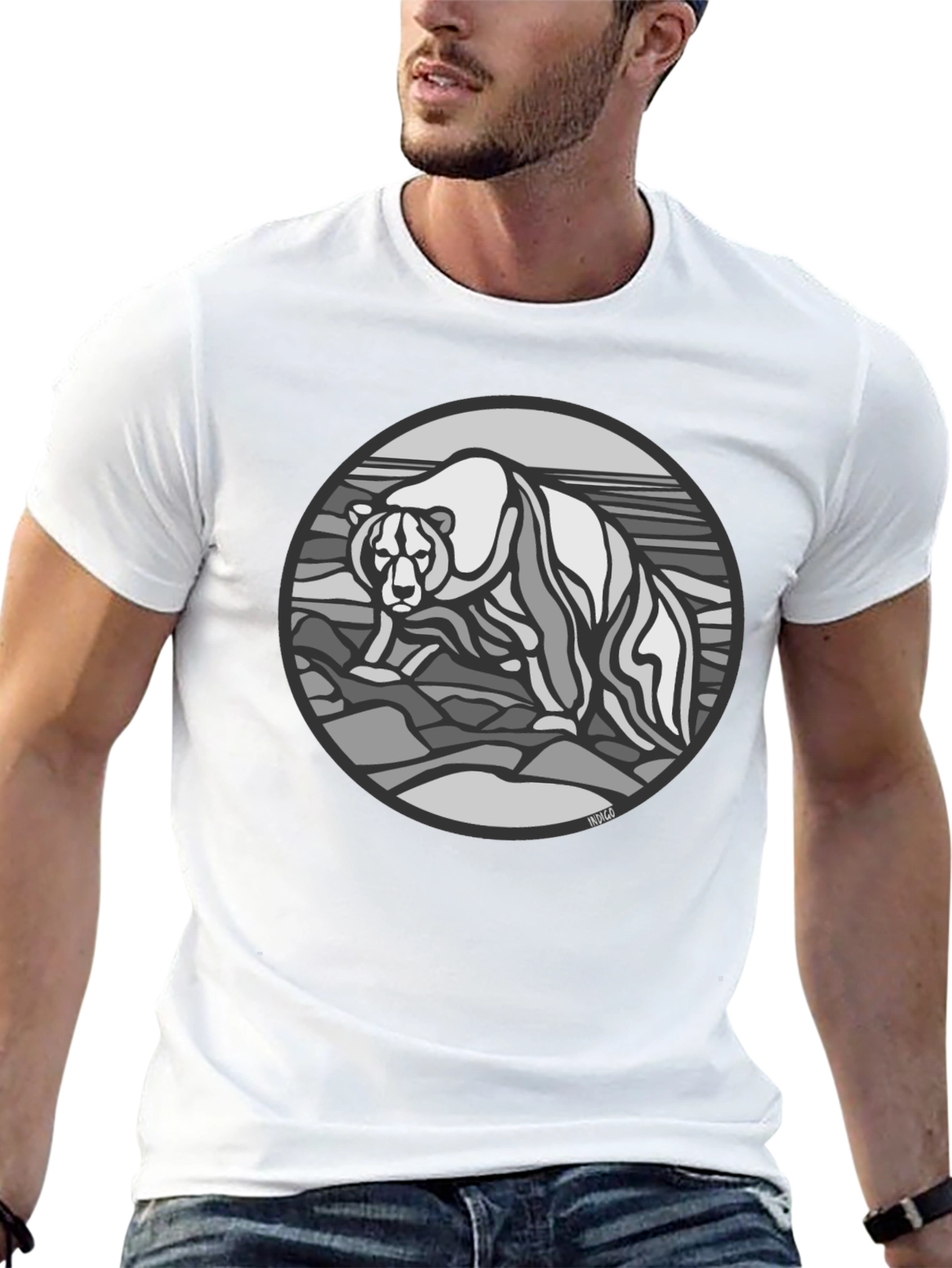Bear Graphic T-Shirt - Black Cotton Tee