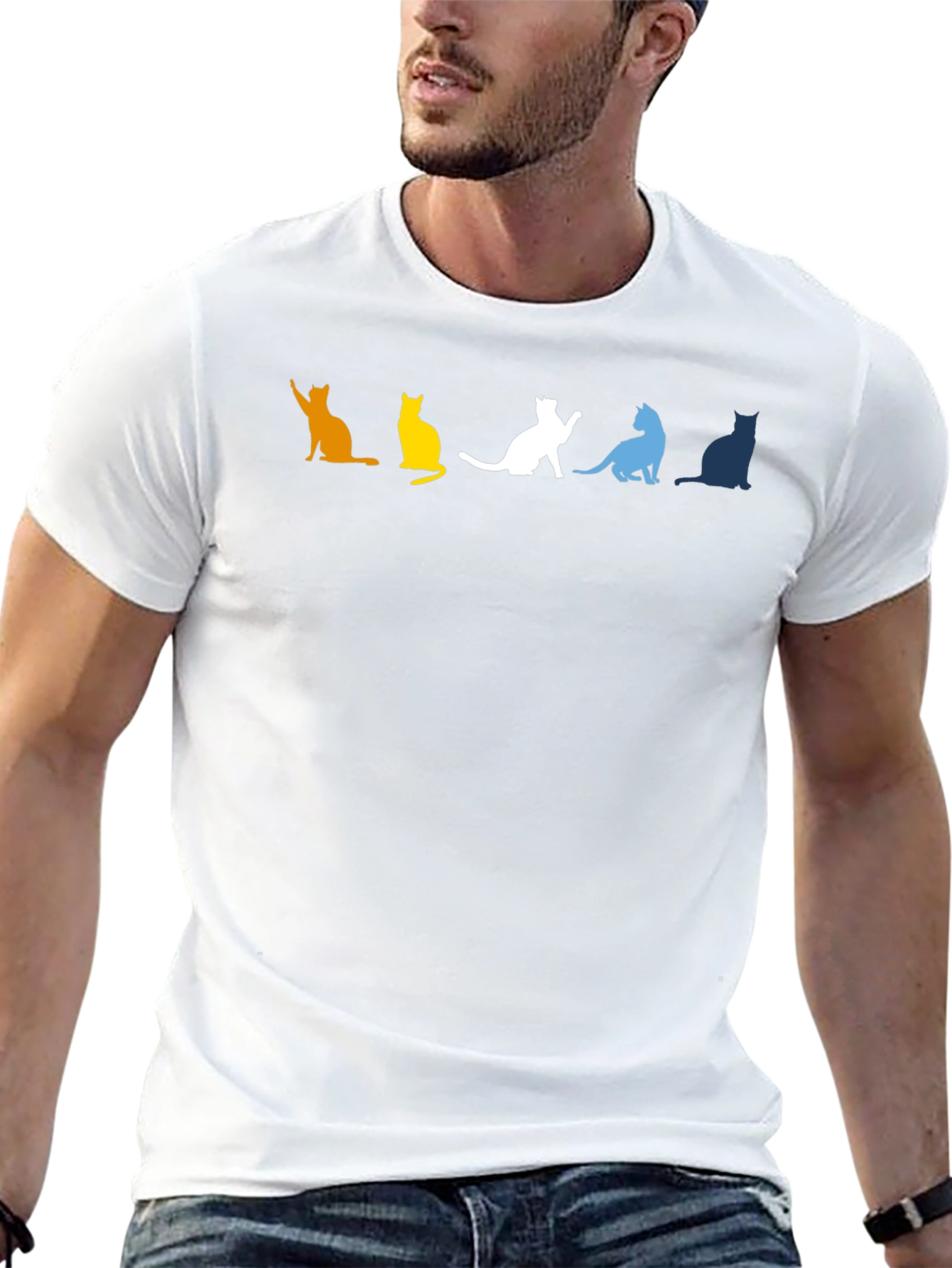 Colorful Cat Silhouette T-Shirt