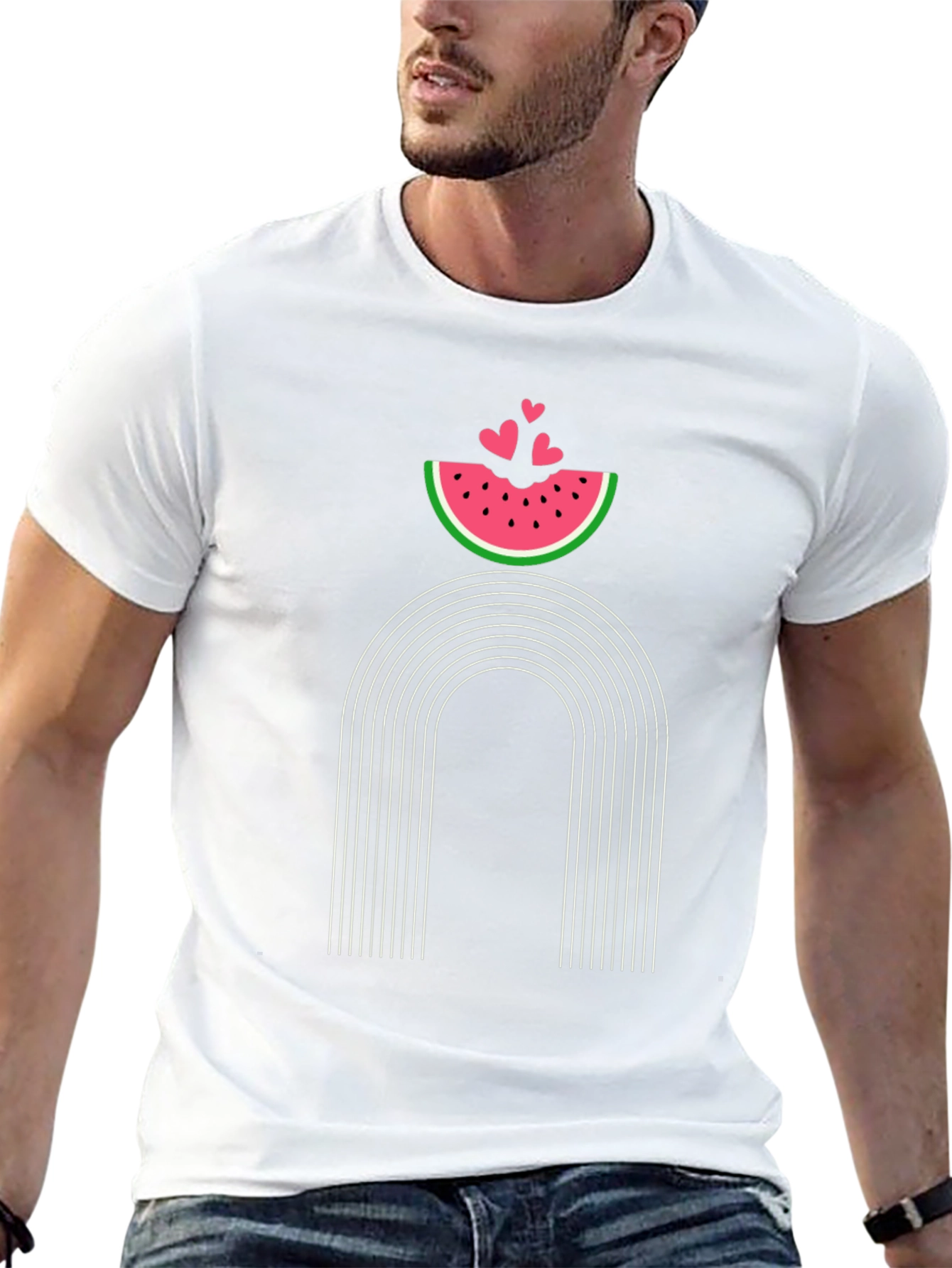 Watermelon Rainbow Graphic Tee - Trendy Casual Style