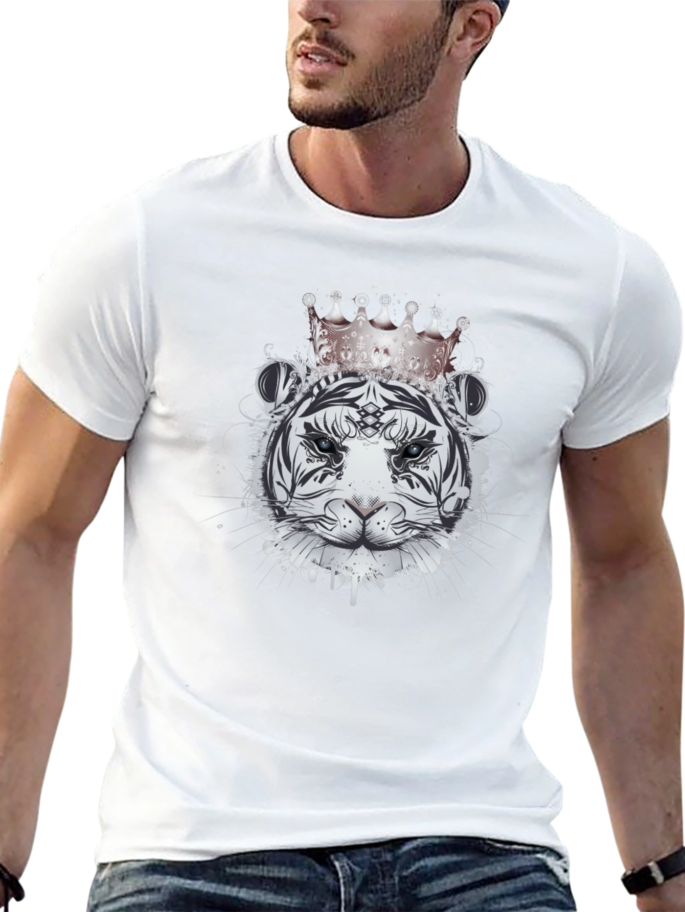 Royal Tiger Graphic Tee - Black Cotton Shirt
