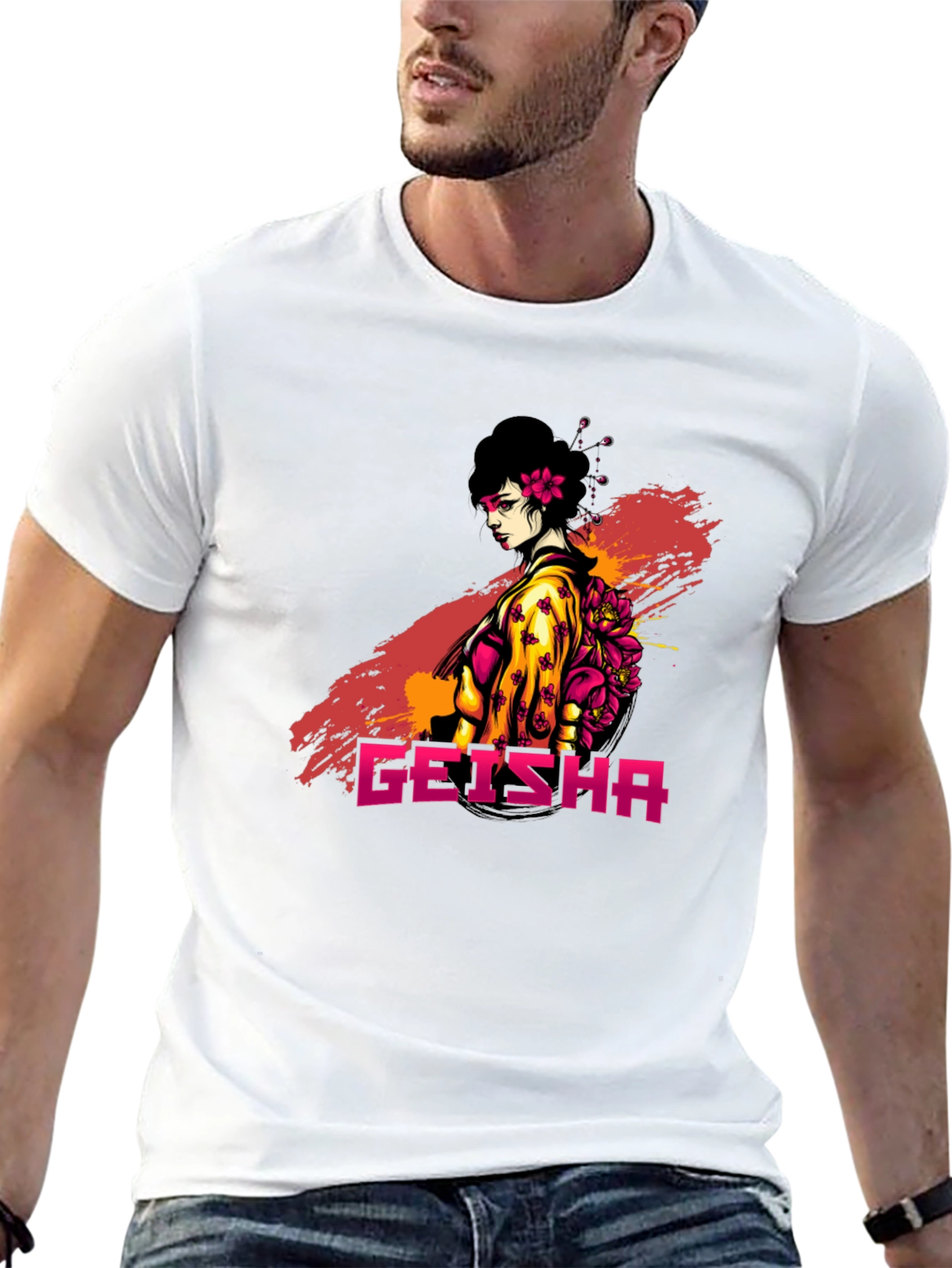 Geisha Graphic Tee - Stylish Japanese Art T-Shirt
