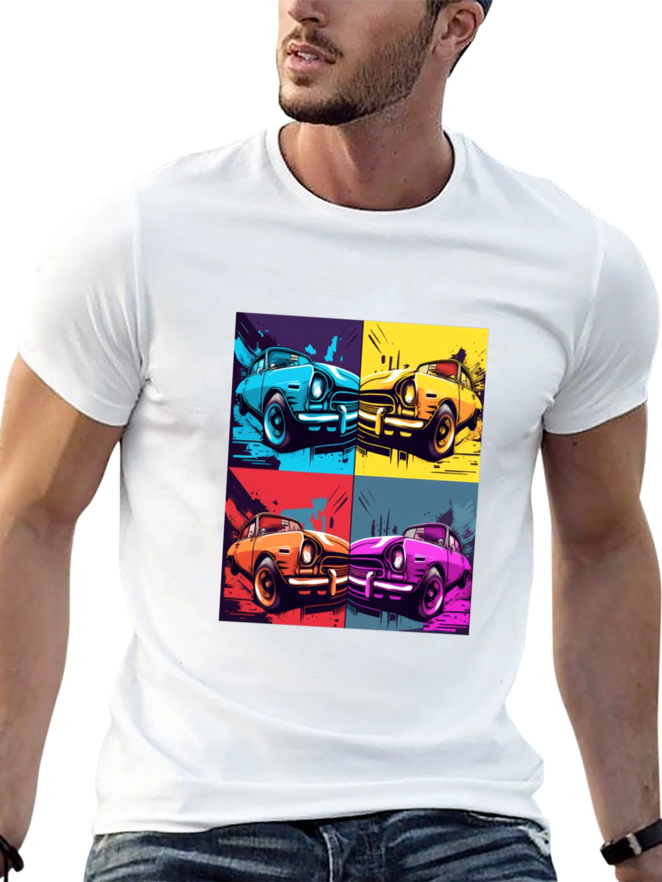 Retro Car Pop Art T-Shirt - Classic Automotive Style