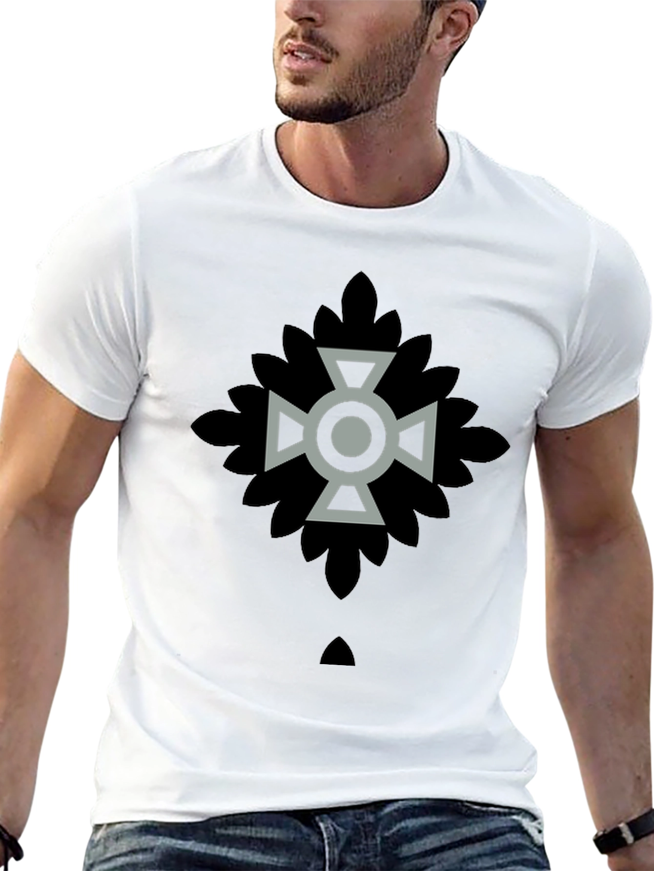 Geometric Graphic Print Black Casual T-Shirt
