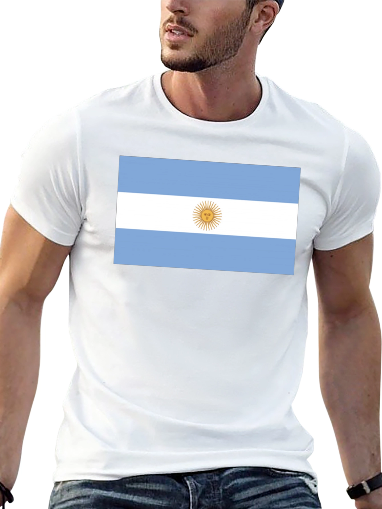 Argentina Flag T-Shirt - Black Cotton Tee