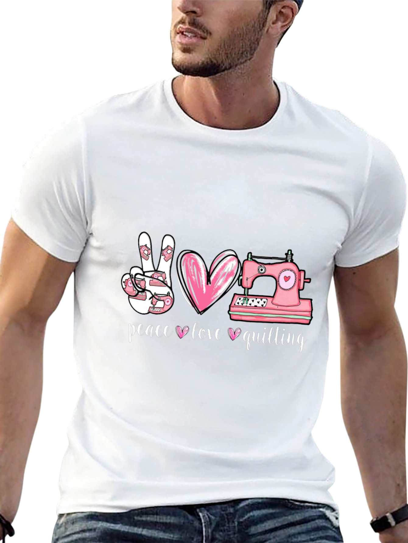 Peace Love Quilting T-Shirt - Sewing Gift