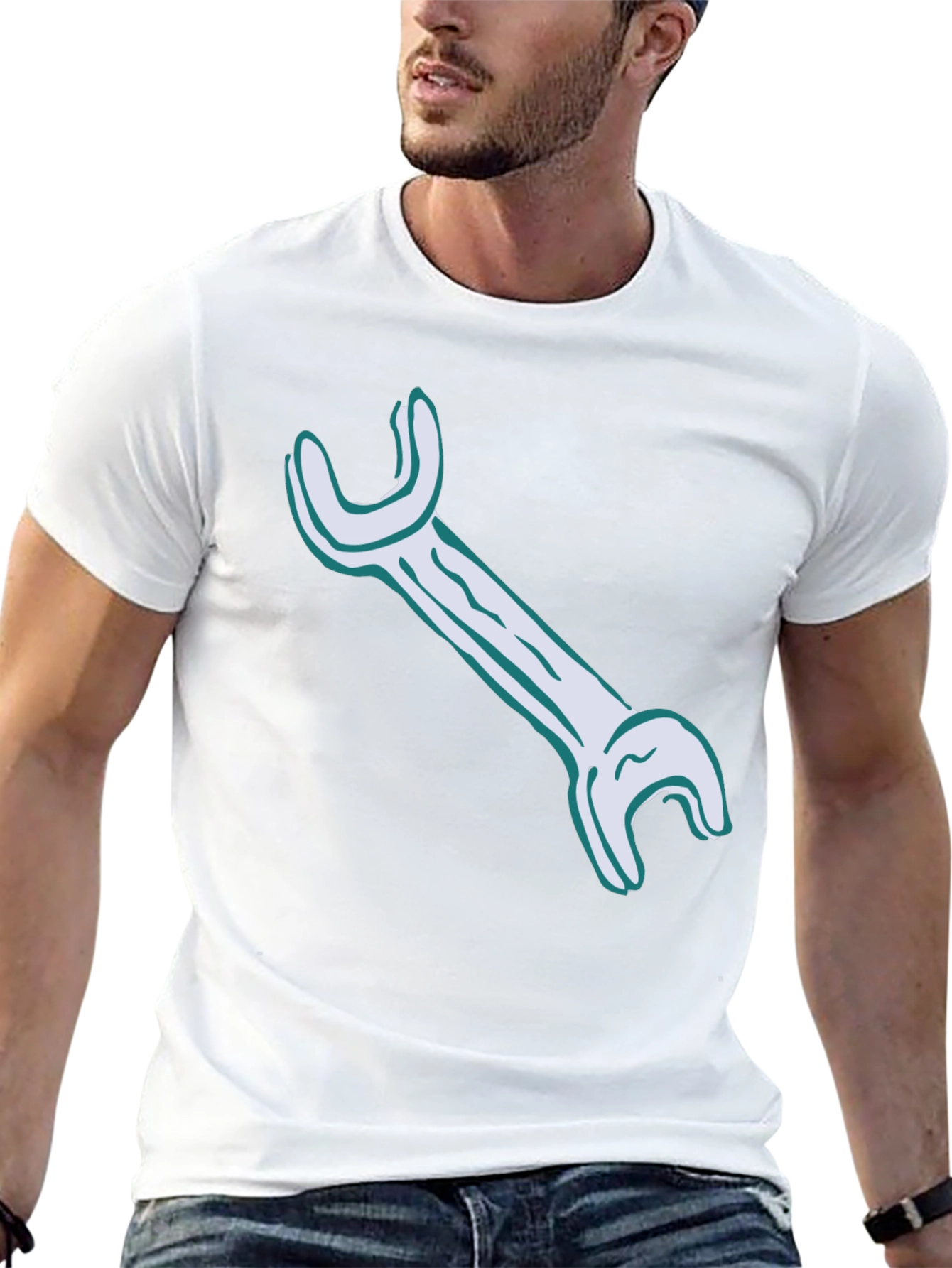 Wrench Graphic Tee - Black Cotton Casual Shirt