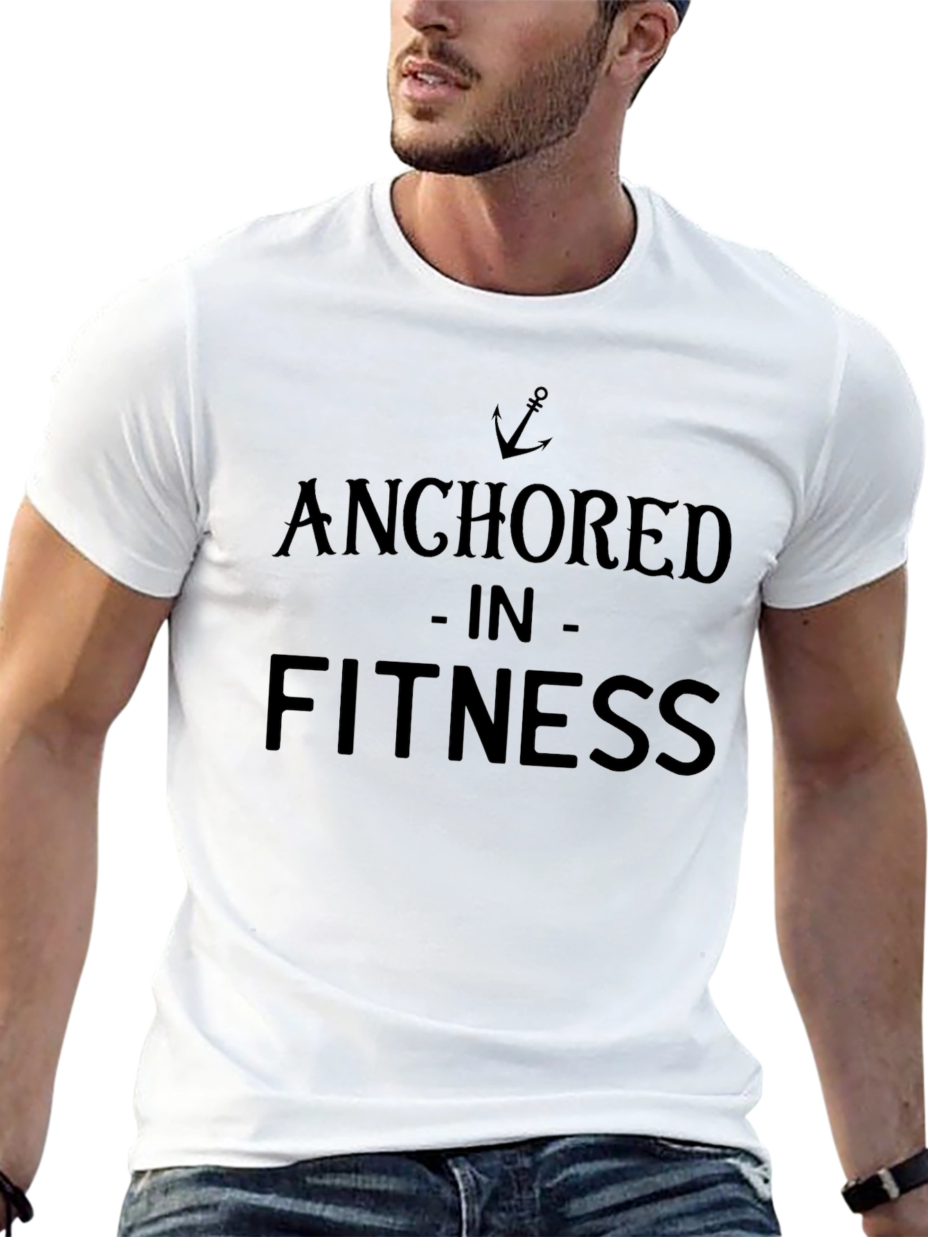 Anchored in Fitness Black Graphic Tee