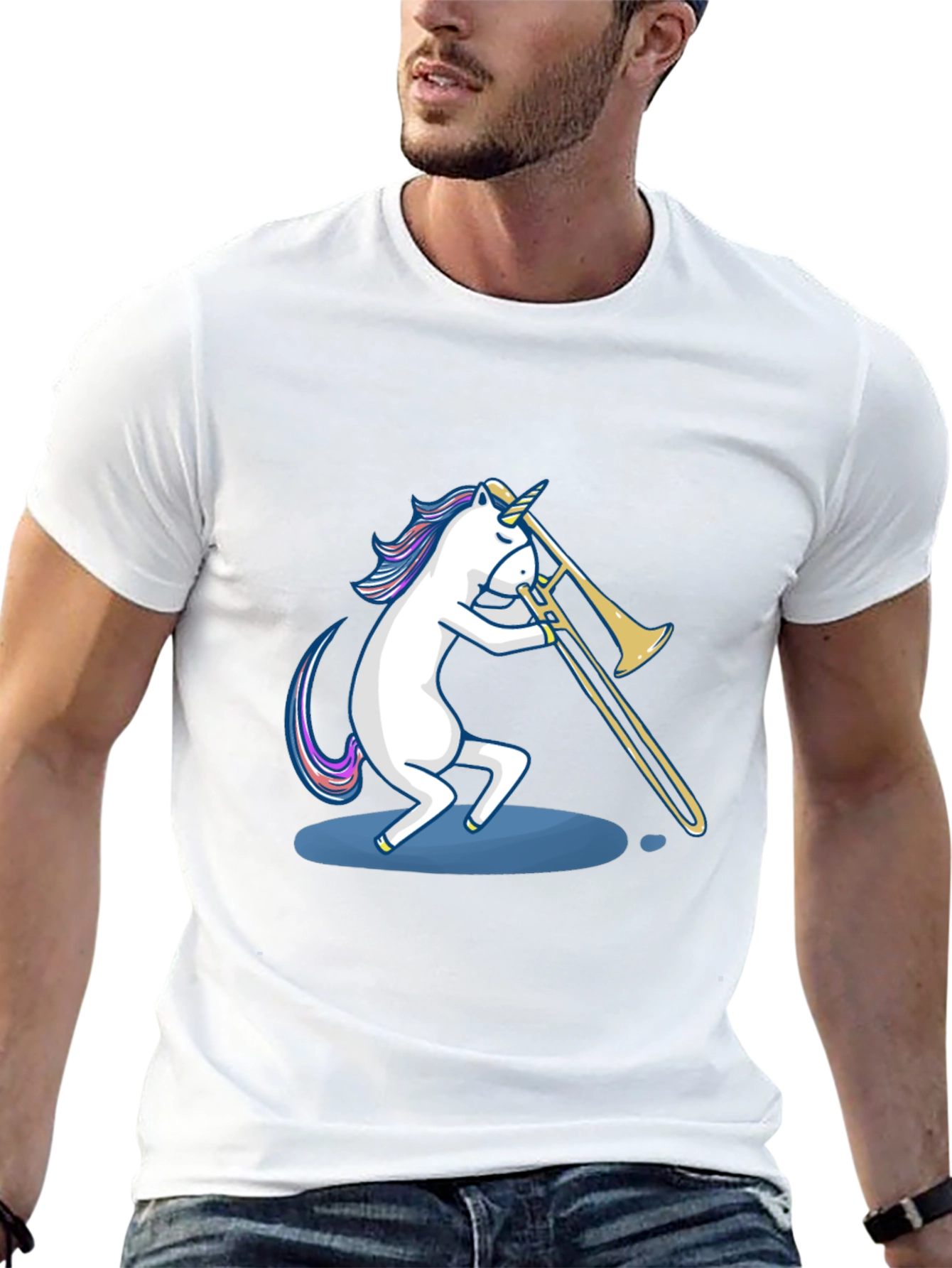 Unicorn Trombone Player Graphic Tee