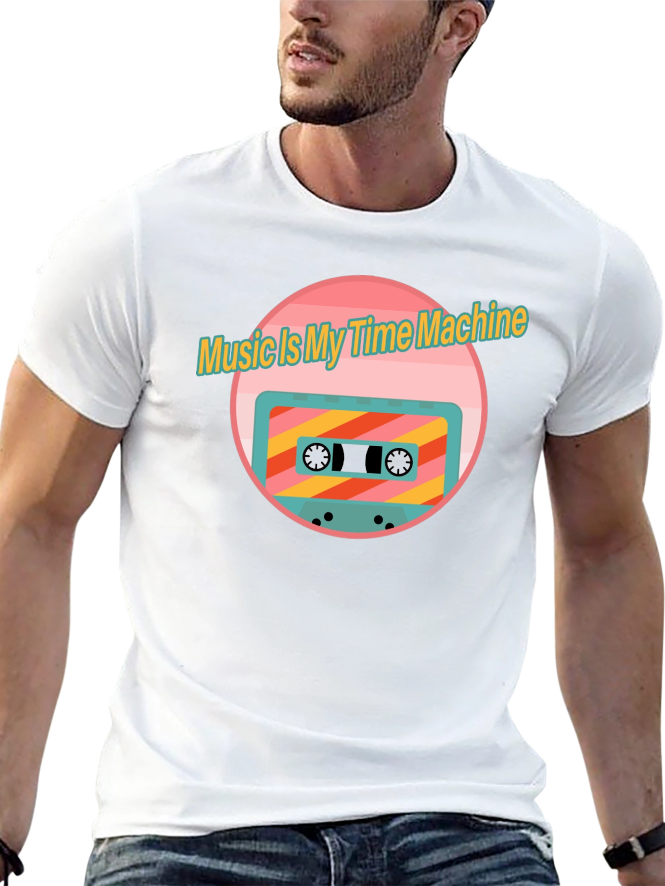 Retro Music Time Machine Cassette Tape Graphic T-Shirt