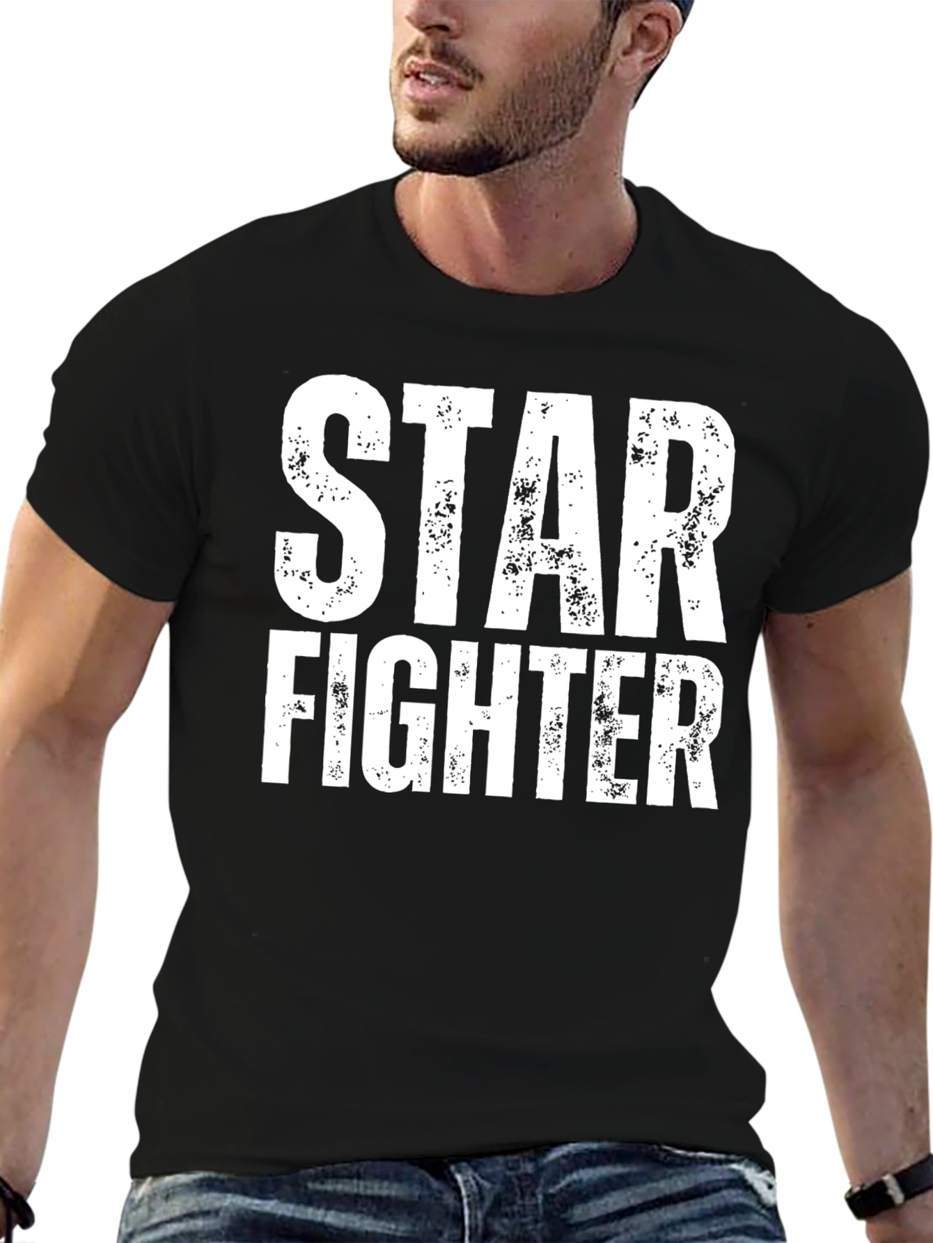 Star Fighter Graphic T-Shirt - Black Cotton Tee