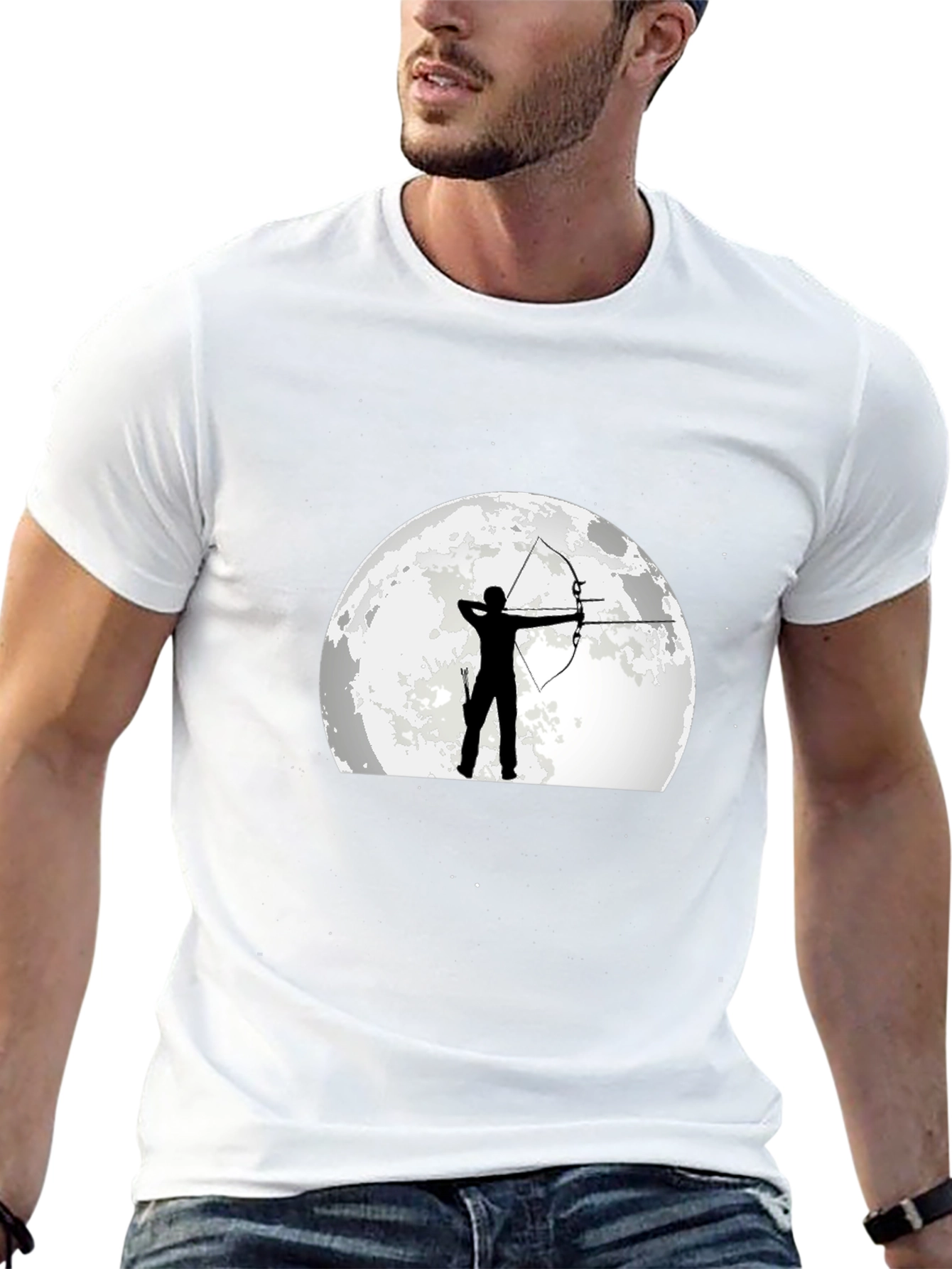 Archer Moon Graphic T-Shirt - Black Cotton Tee