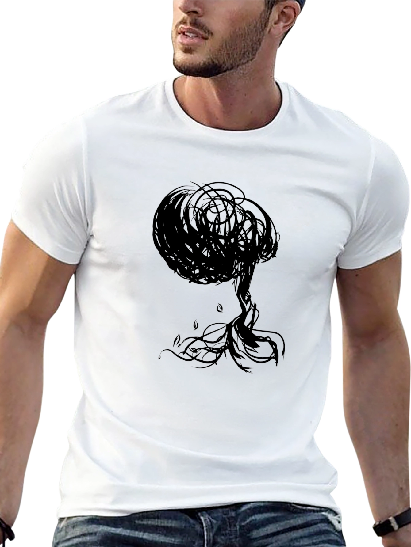 Abstract Tree Graphic Black T-Shirt
