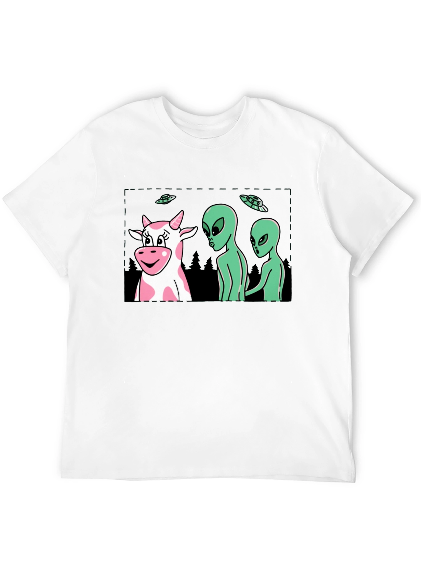 Alien Cow Abduction Black Graphic Tee