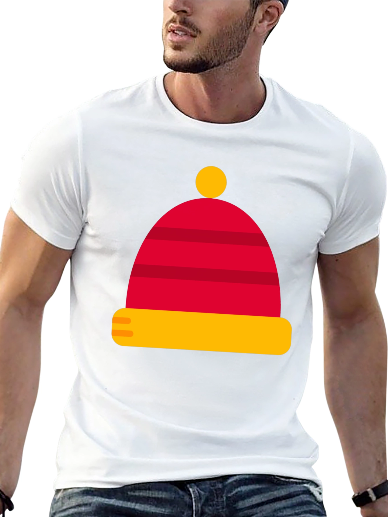 Festive Hat Graphic Tee - Soft Cotton Blend
