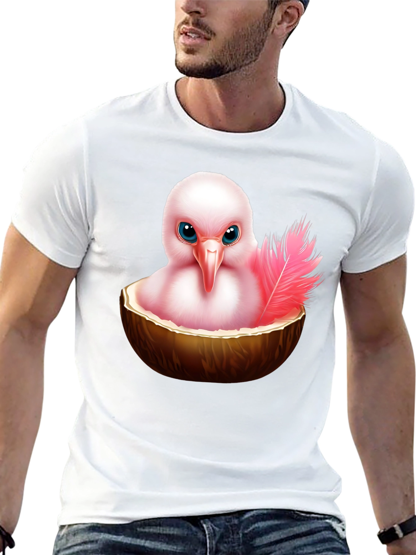 Humorous Bird in Coconut T-Shirt
