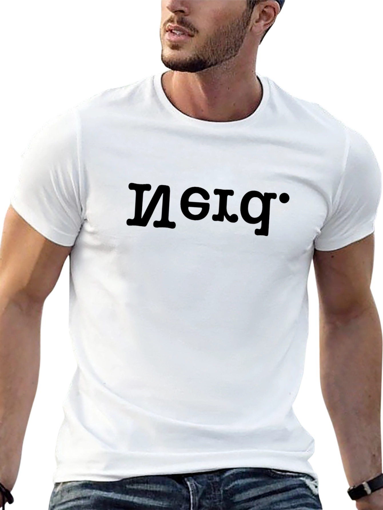 Upside Down Word Black T-Shirt