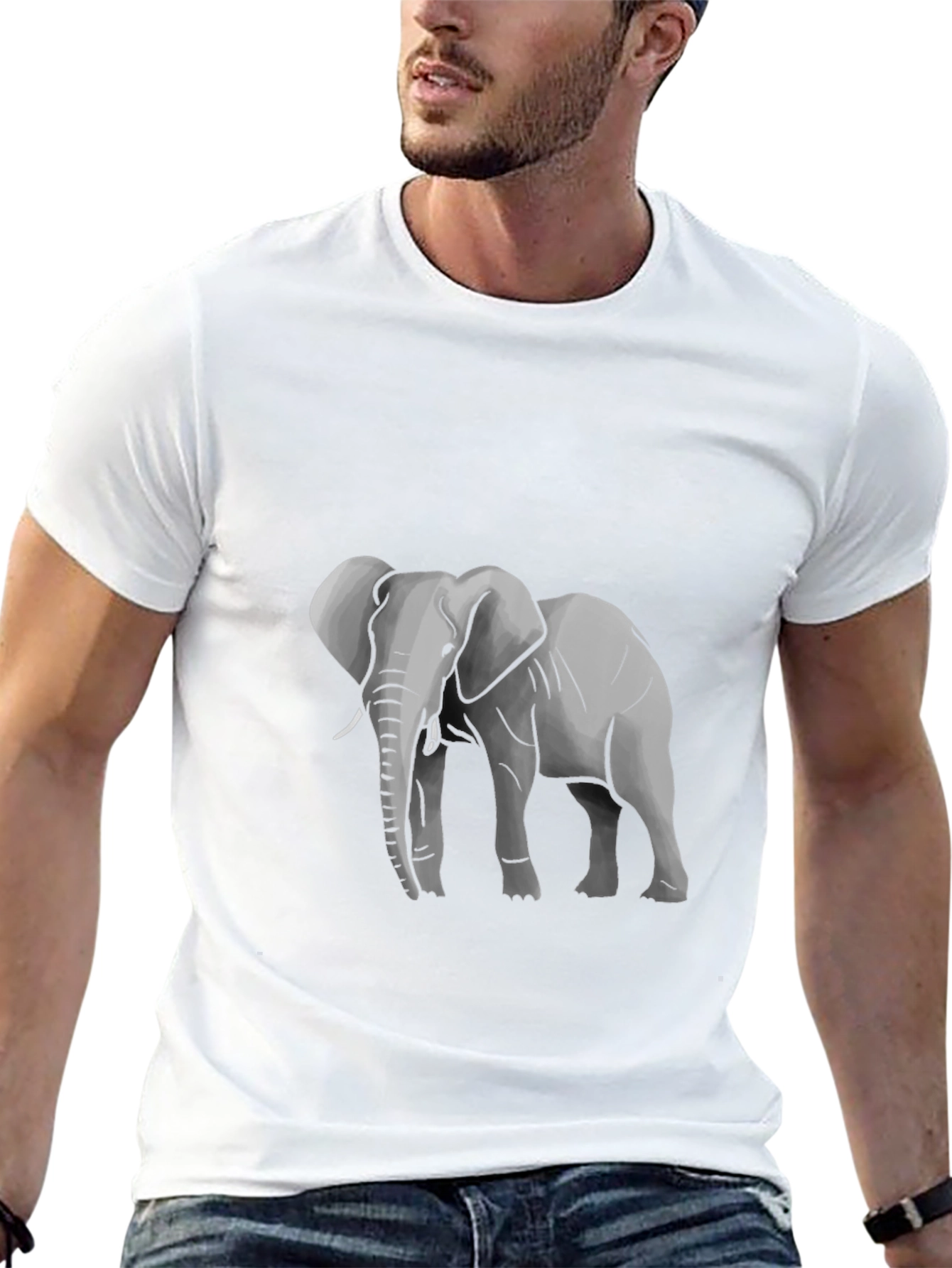 Elephant Graphic Tee - Black Cotton T-Shirt
