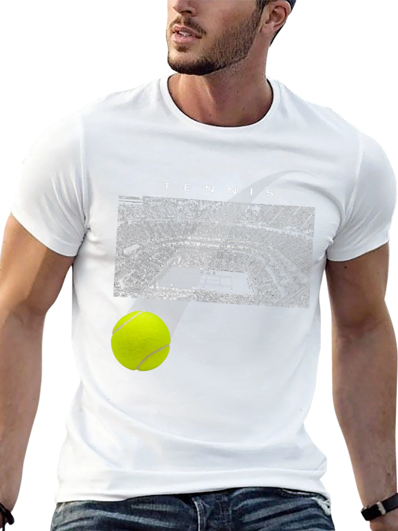 Tennis Court Graphic Tee - Sporty Black T-Shirt