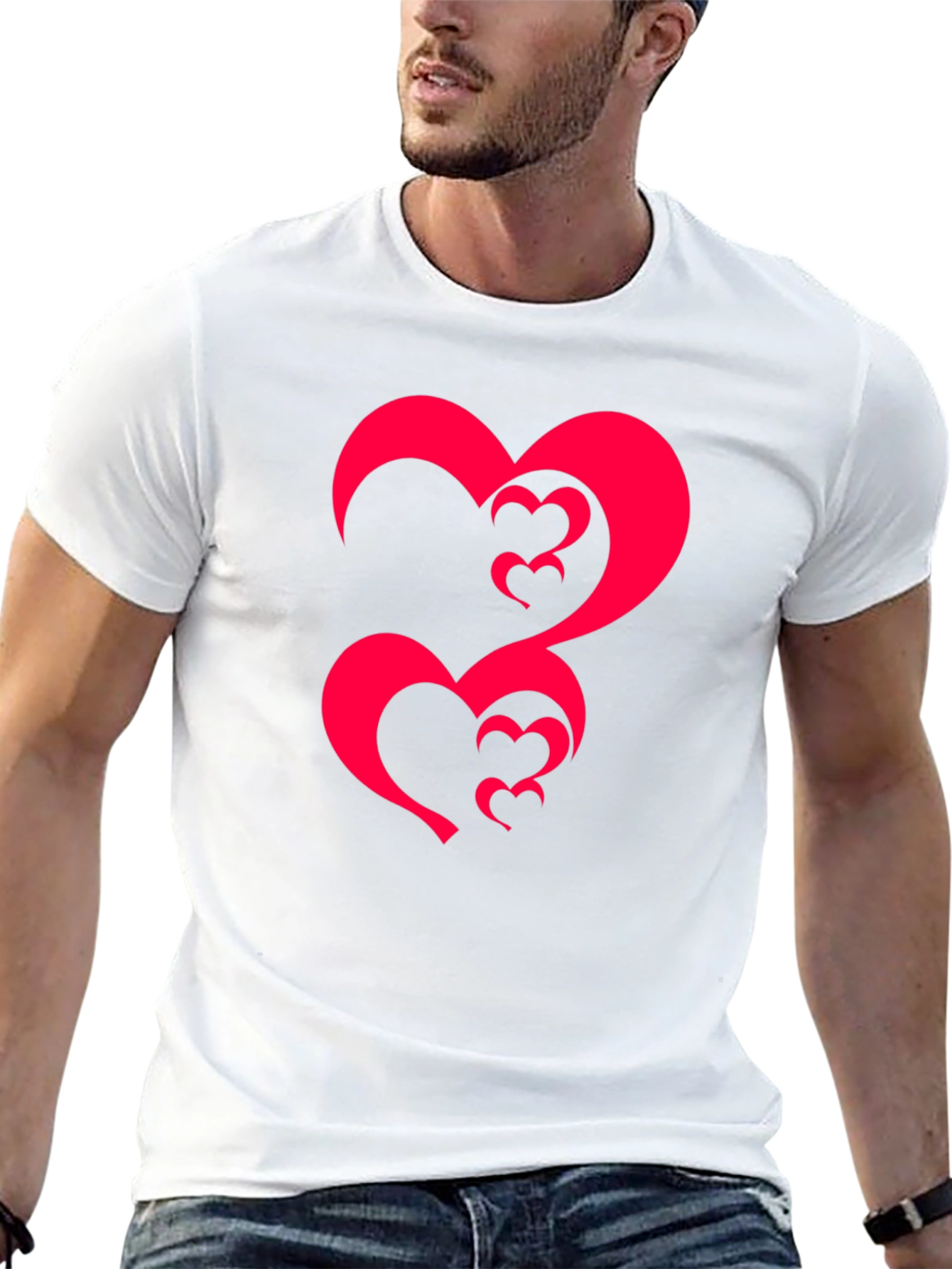 Black Tee with Abstract Heart Design