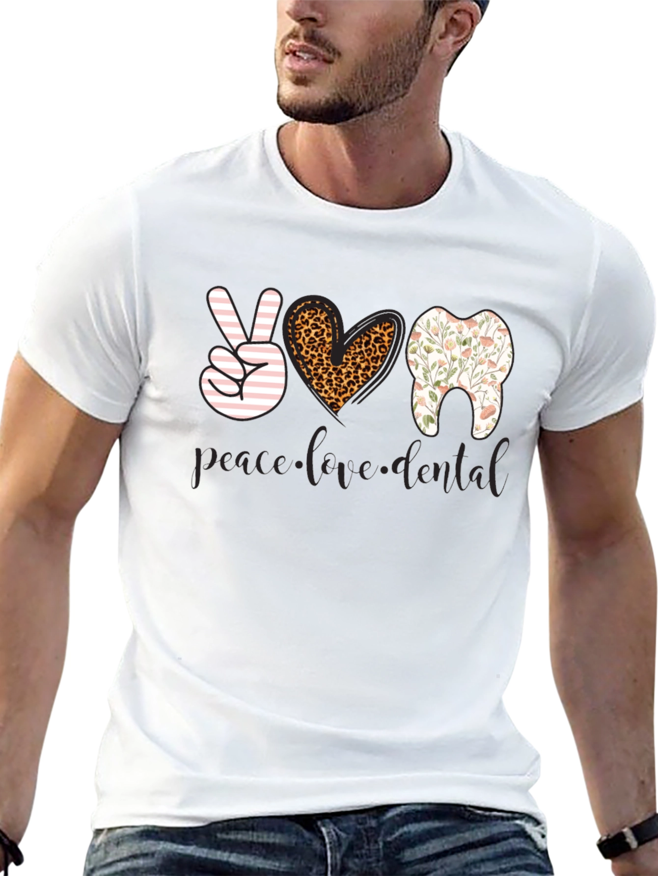 Peace Love Dental T-Shirt - Black Cotton Tee