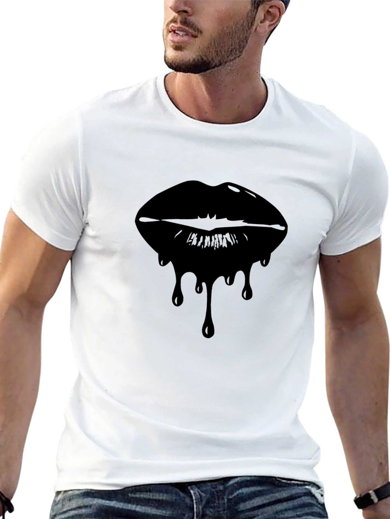 Dripping Lips Graphic Tee - Modern Black T-Shirt